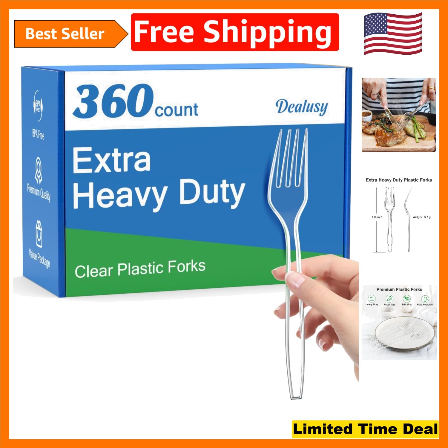 360 Count Heavy Duty Clear Plastic Forks – BPA-Free & Heat Resistant for Parties