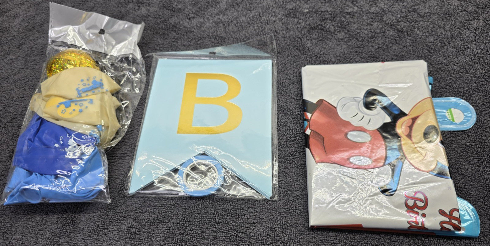 Happy 1st Birthday Baby Boy Mickey Mouse Banner Foil Latex Confetti Balloons