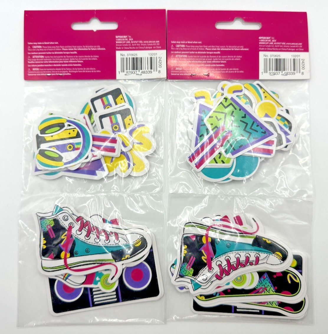 Retro 1980s-90s Confetti Cutouts 80s 90s Party Decoration 96pcs New