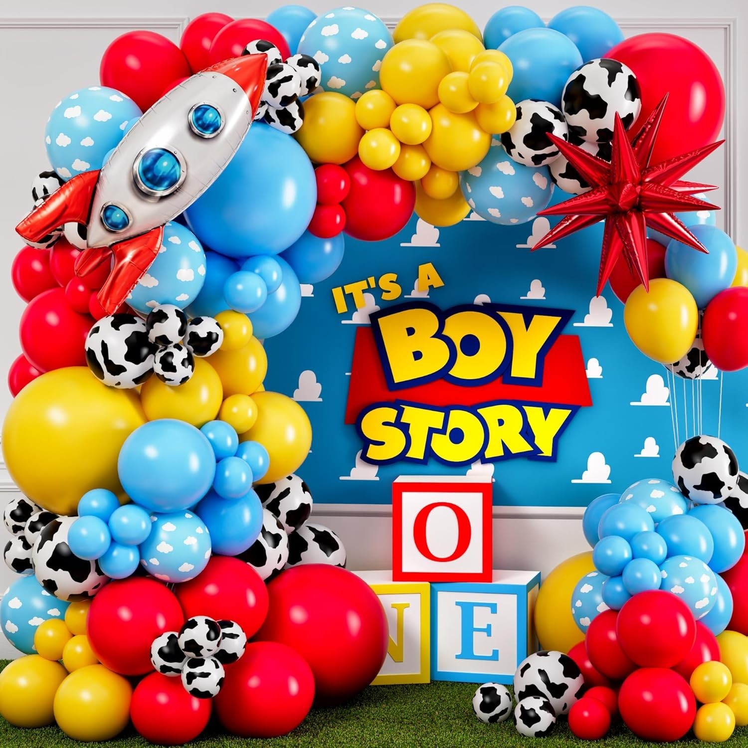 ALL-IN-1 Toy Story Balloons Arch Kit for It’S a Boy Story Baby Shower Decoration