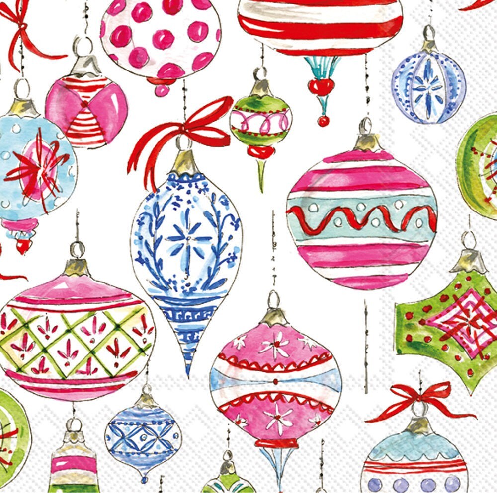 Boston International – Merry Vintage Ornaments Cocktail Napkins – C029900