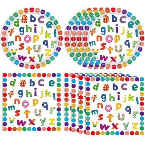 40PCS Party Supplies Rainbow Alphabet Disposable Party Decor Alphabet Number