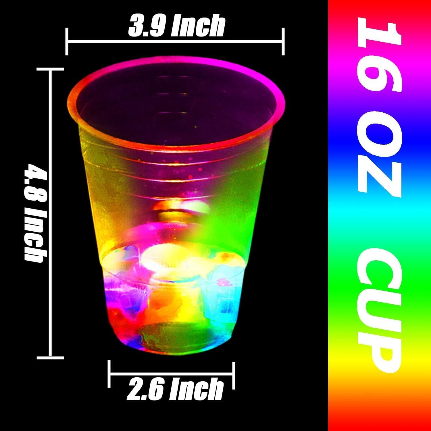16oz Glowing Party Cups for Indoor Outdoor Party Event Fun,Light Up Flashing …