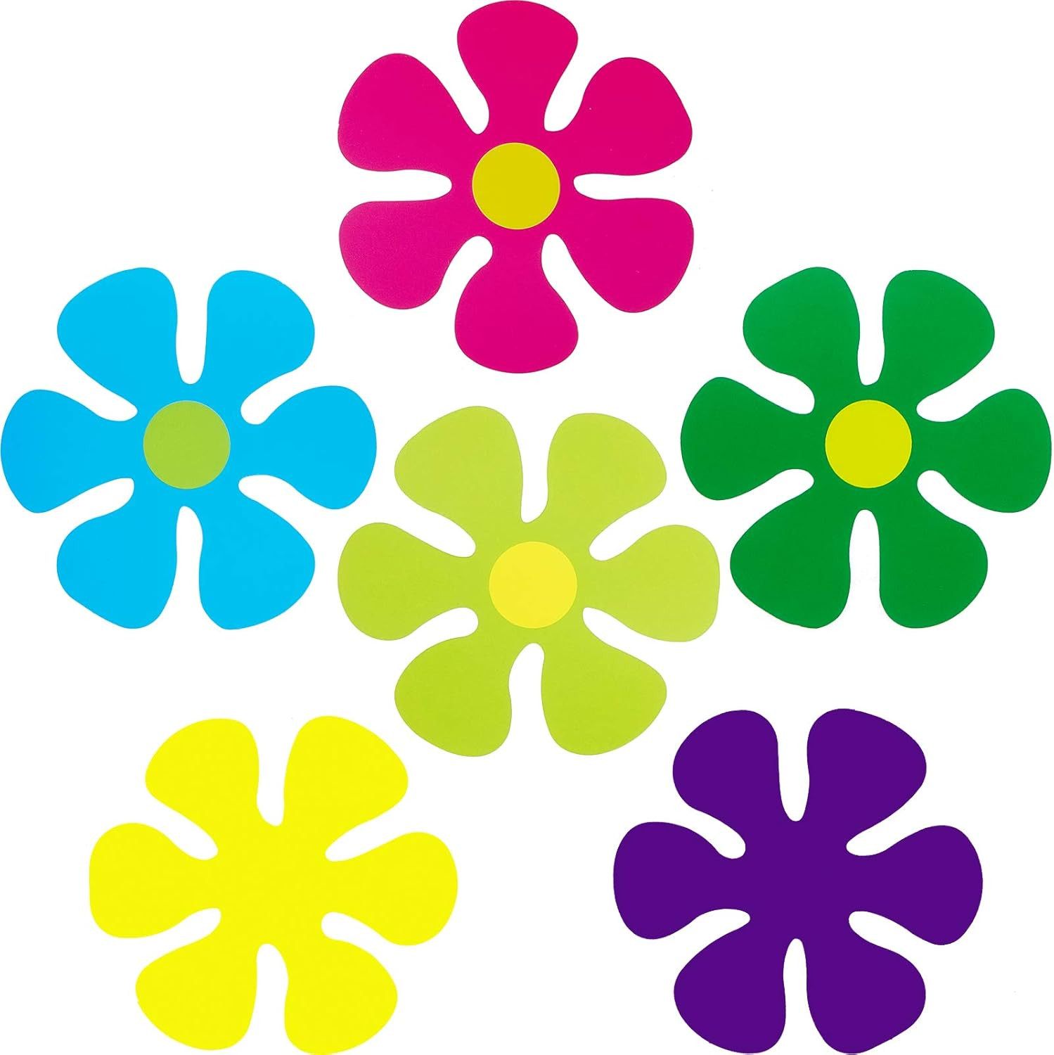 60 Pieces Retro Flower Shaped Cutouts 60S 70S 80S Mini Retro Car Flower Cutouts