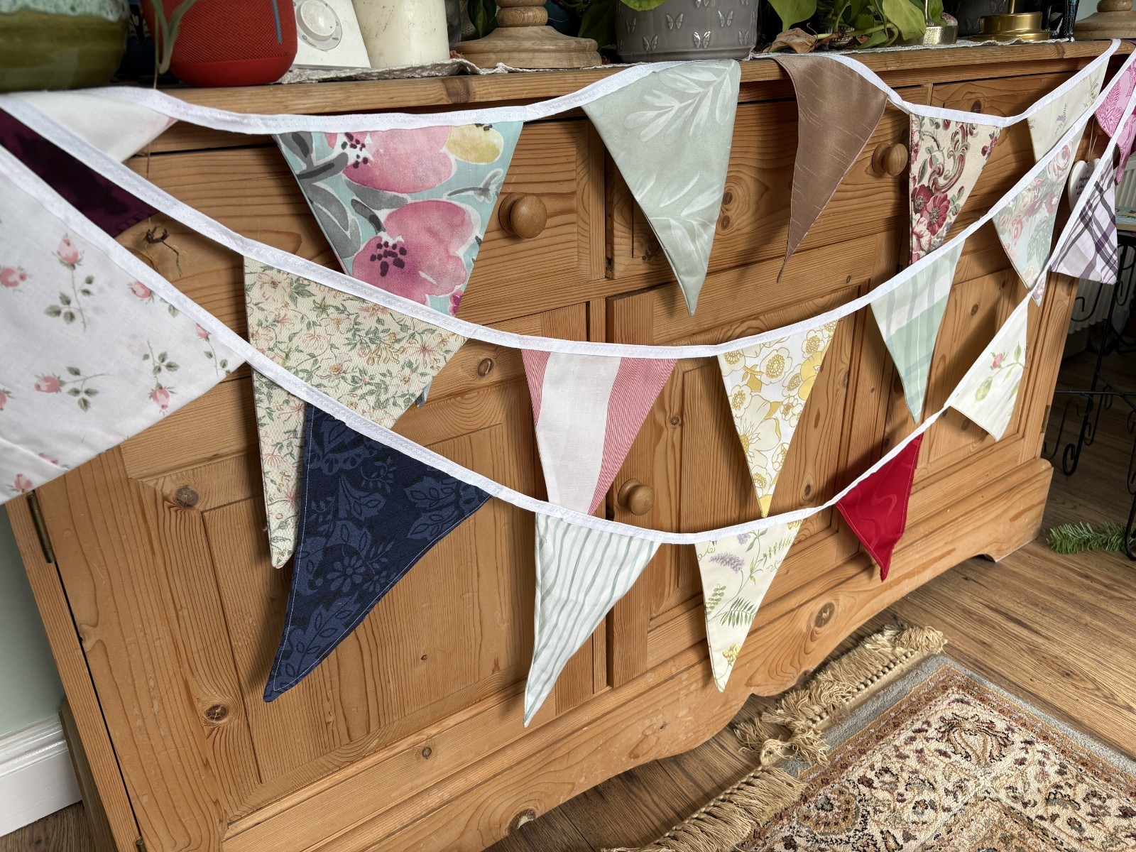 10m of Bargain Bunting £1 per meter! multicoloured patterned and plain fabrics
