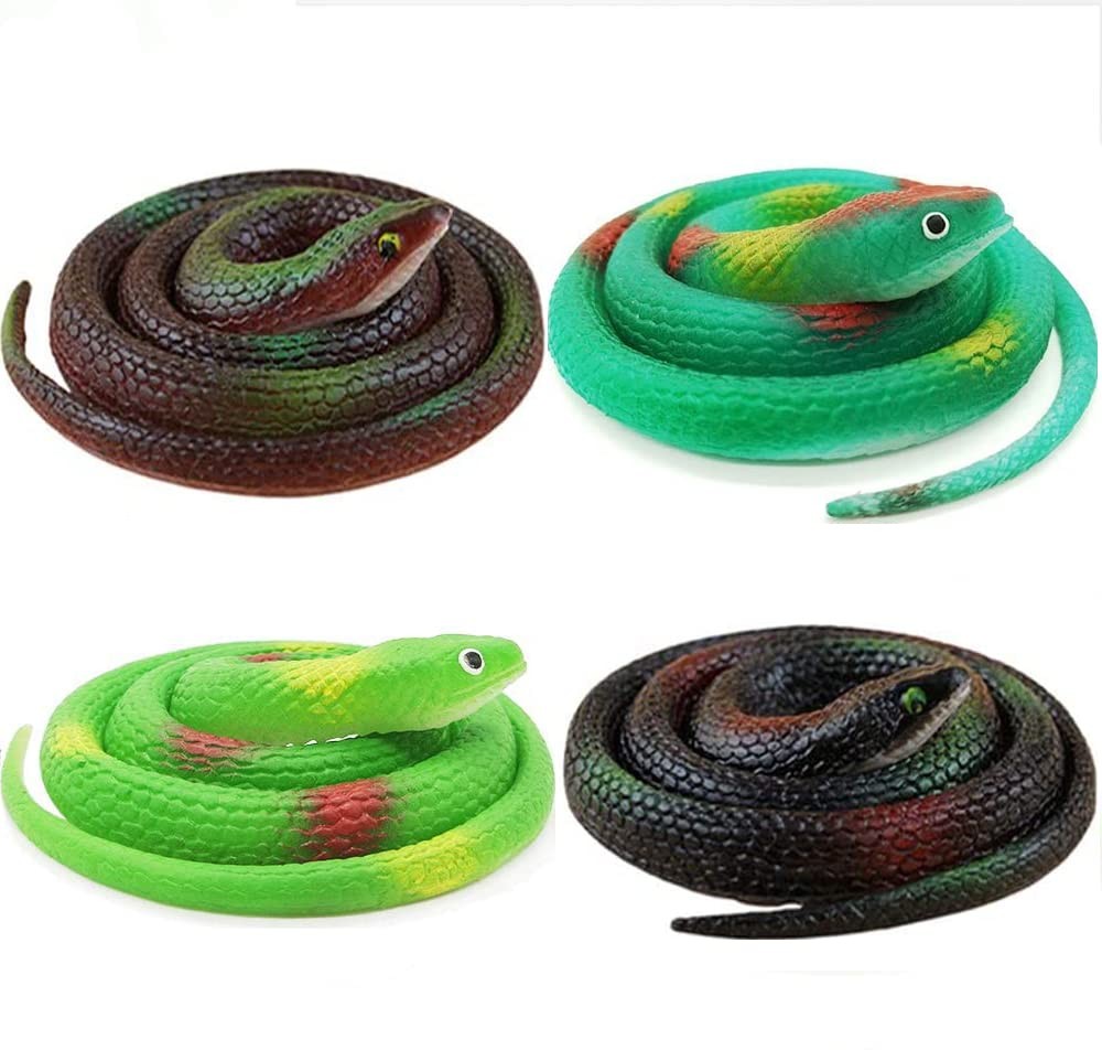 Realistic Rubber Snakes – 4 Pieces 29 Inch Fake Rubber Snake to Keep Birds Aw…