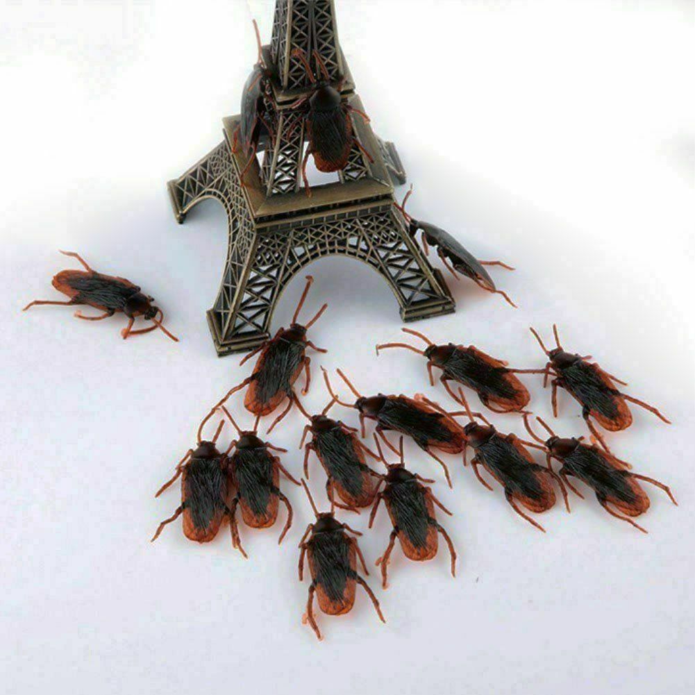 20PCS Rubber Cockroaches Realistic Cock Roach Rubber Fake Creepy Bugs Gag Toy US