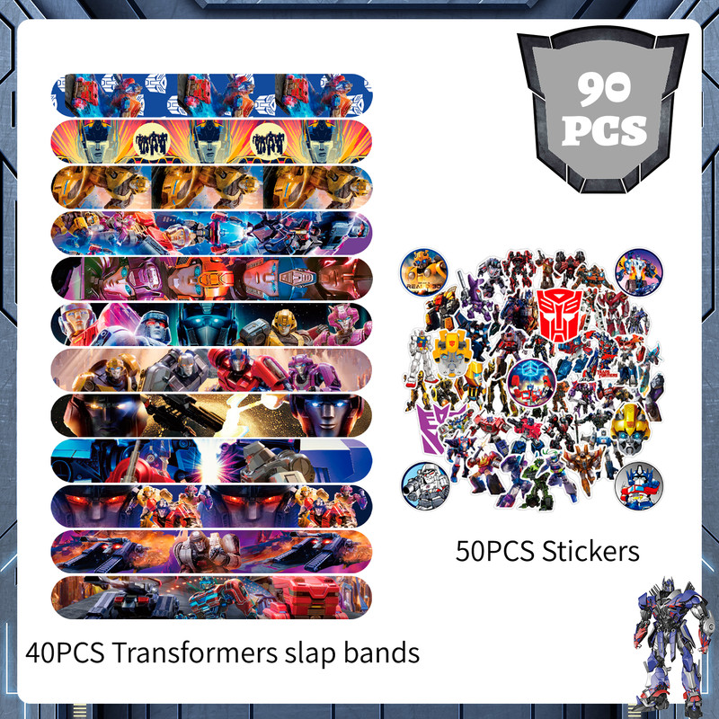 Transformers Themed Kid Birthday Party Supplies Slap Bracelets Favor Set Sticker