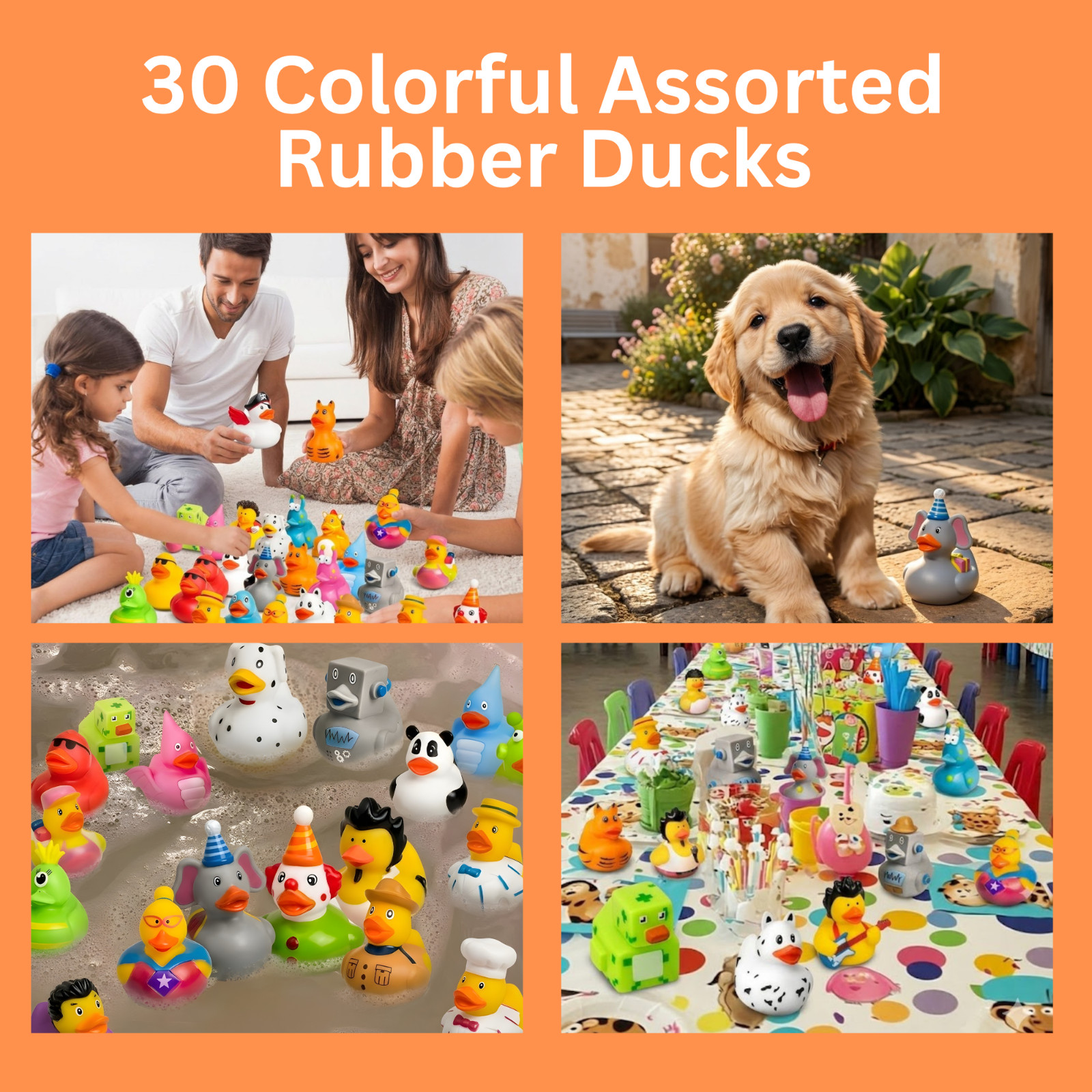 30pcs Rubber Ducks Bulk Bath Toys Party Favors Pool Jeep Ducking Decor Gift