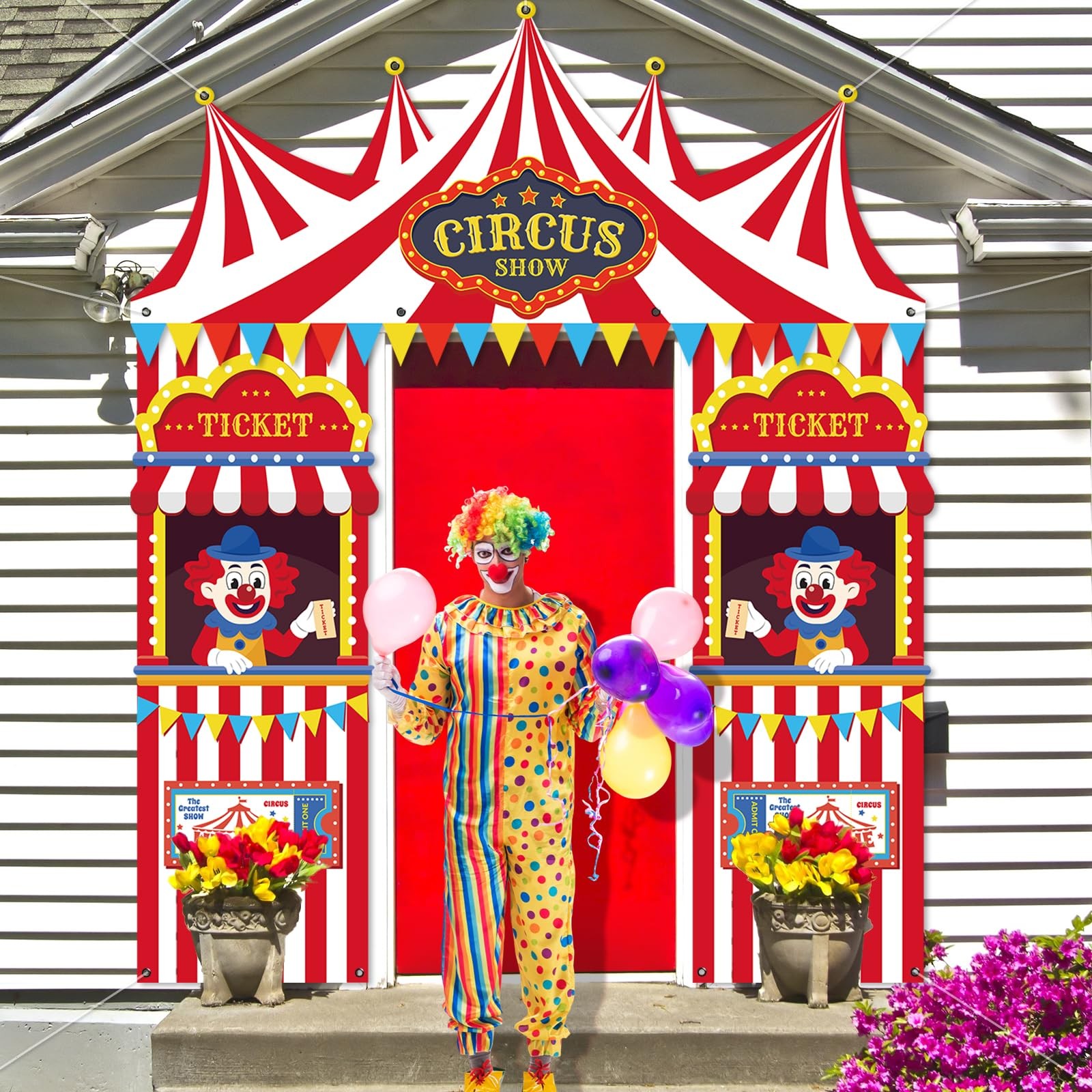3Pcs Carnival Circus Tent Porch Banner Decorations Circus Party Awning Hangin…