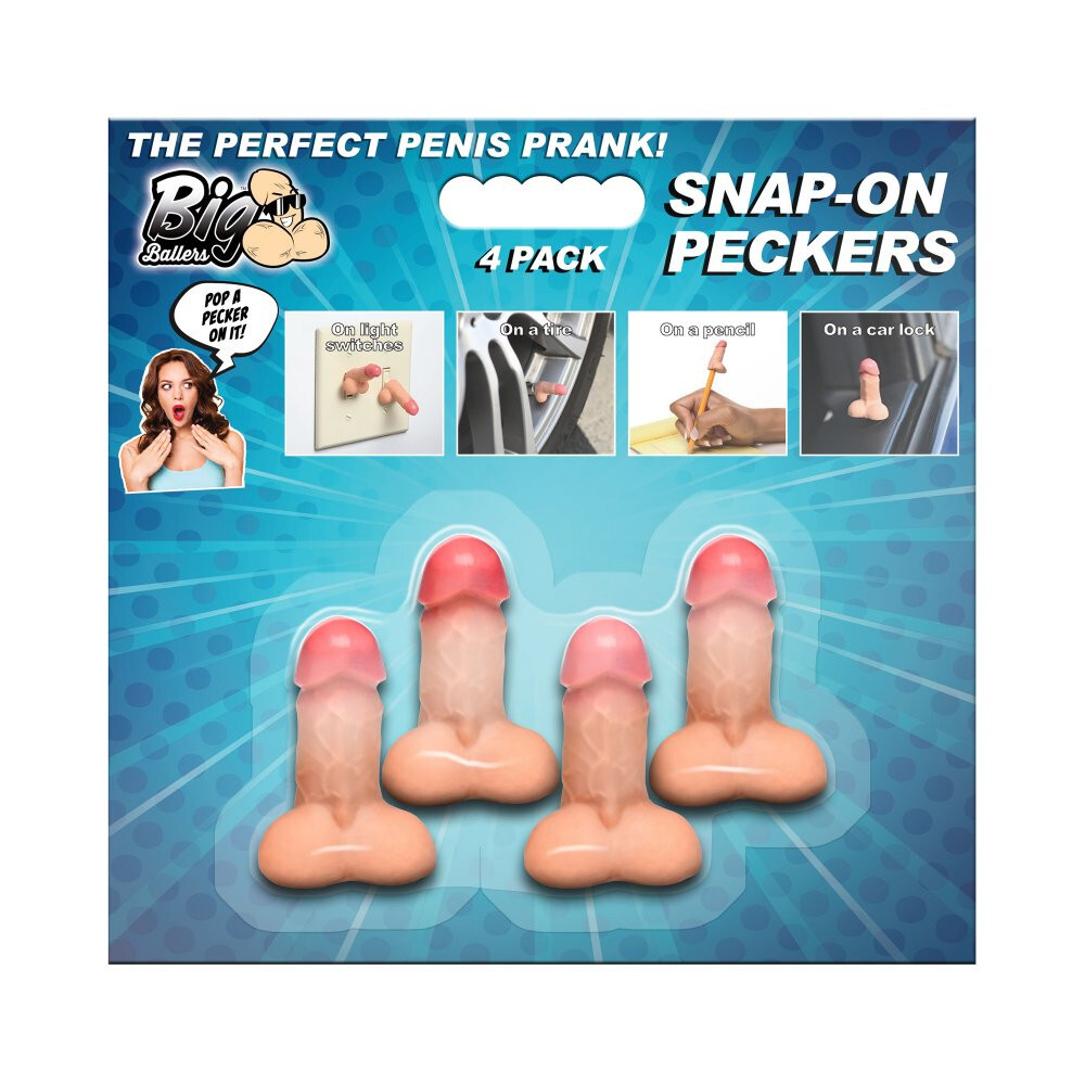 Snap-On Peckers Mini Dick Switch Attachment 4-Pack – Fun Adult Prank Gag Gift
