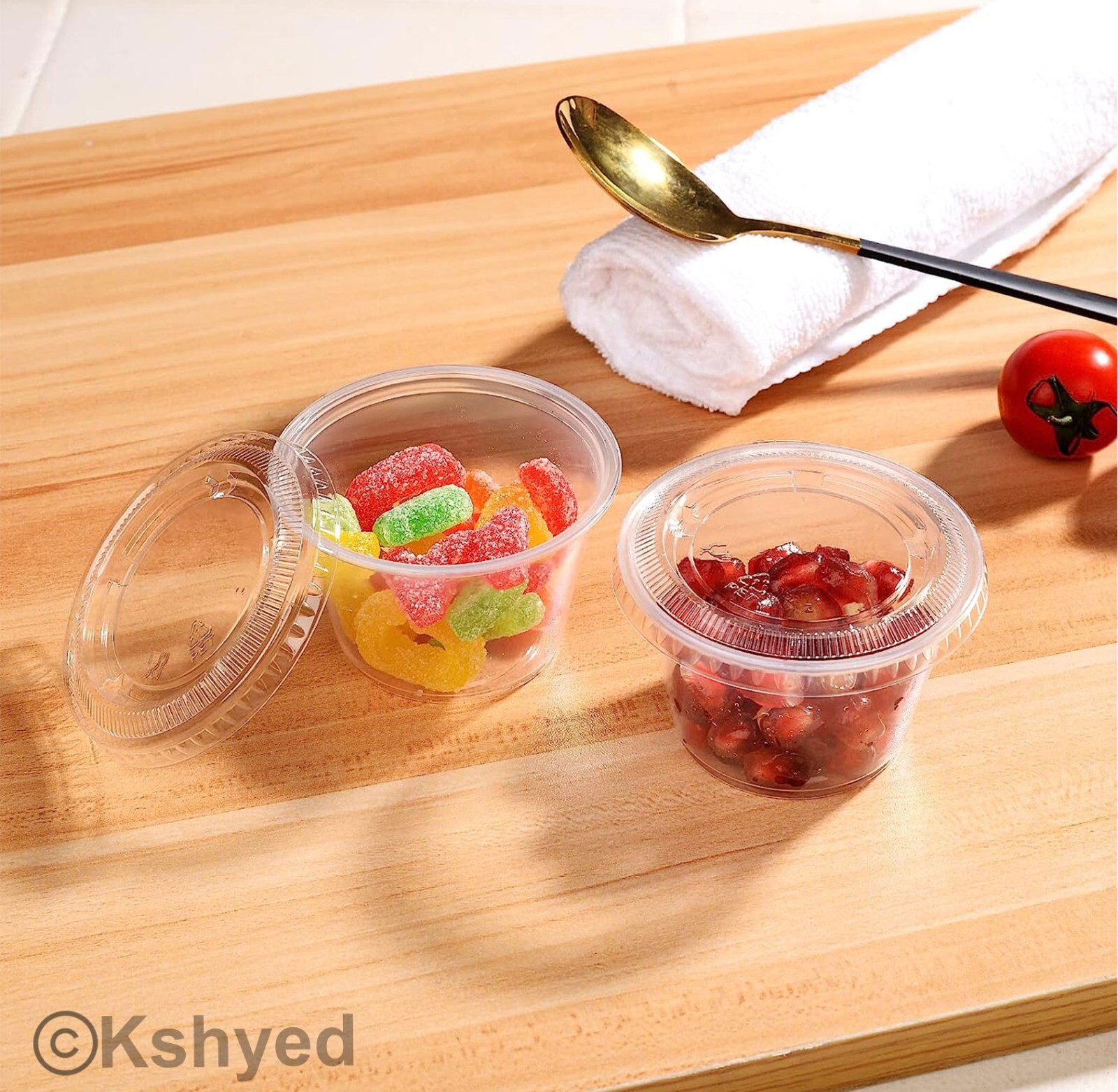 16 PCS Clear Shot Plastic Disposable Portion Cups With Lids In Bag 4 Oz – New
