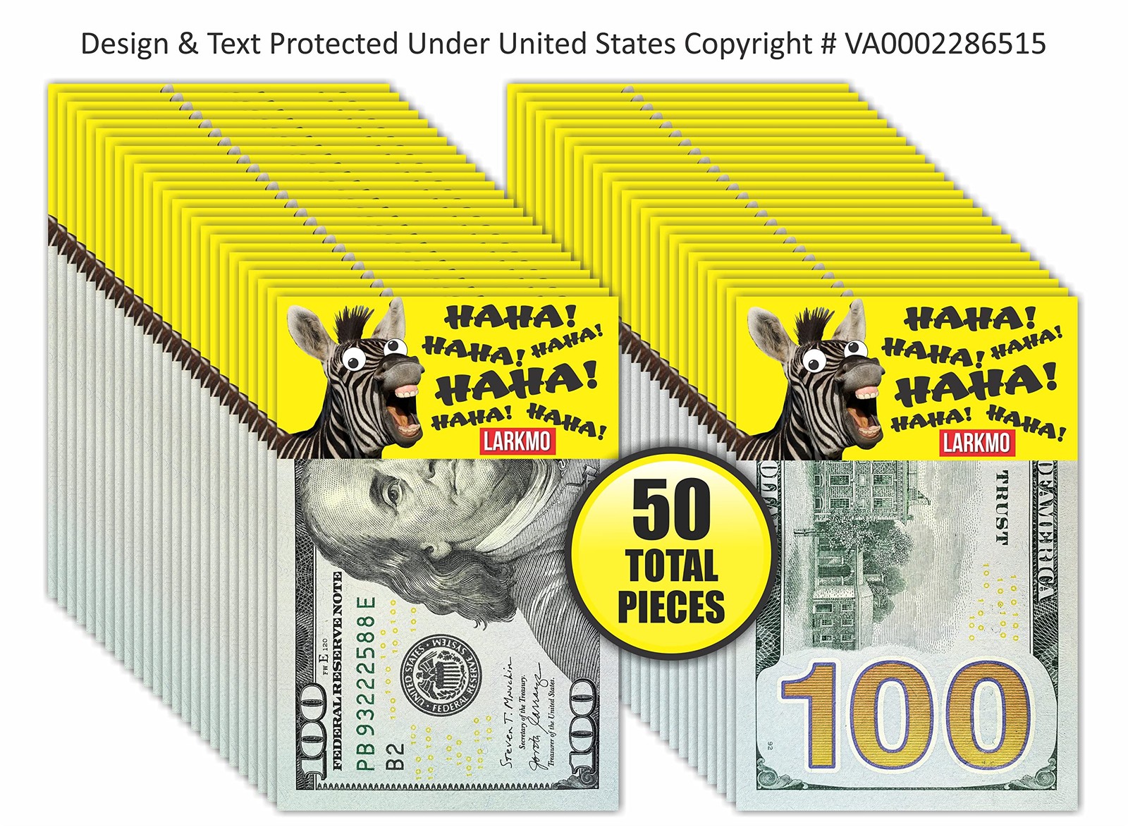 Larkmo The Pranking Zebra Funny $100 Gag, Realistic One Small, Multicolor