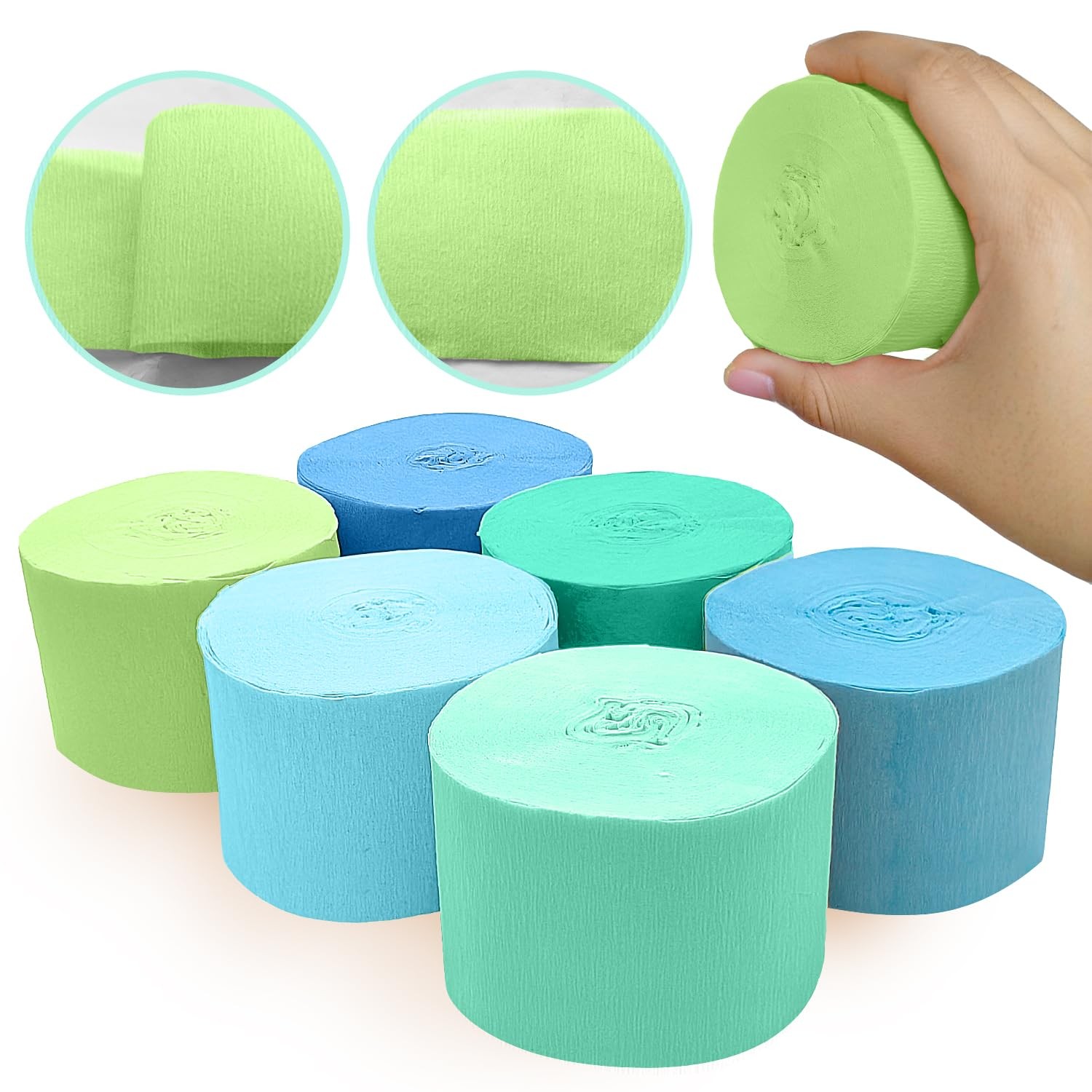 Crepe Paper Streamers Blue Green Party Graduation Birthday DIY 6 Rolls 492ft
