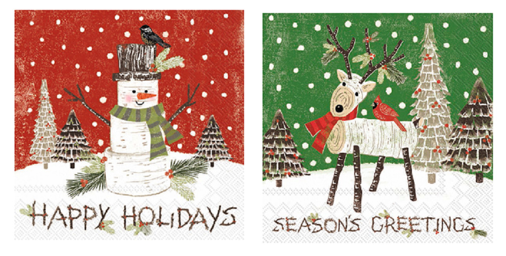 Boston International Woodsy Winter Cocktail Napkins Bundle of 2