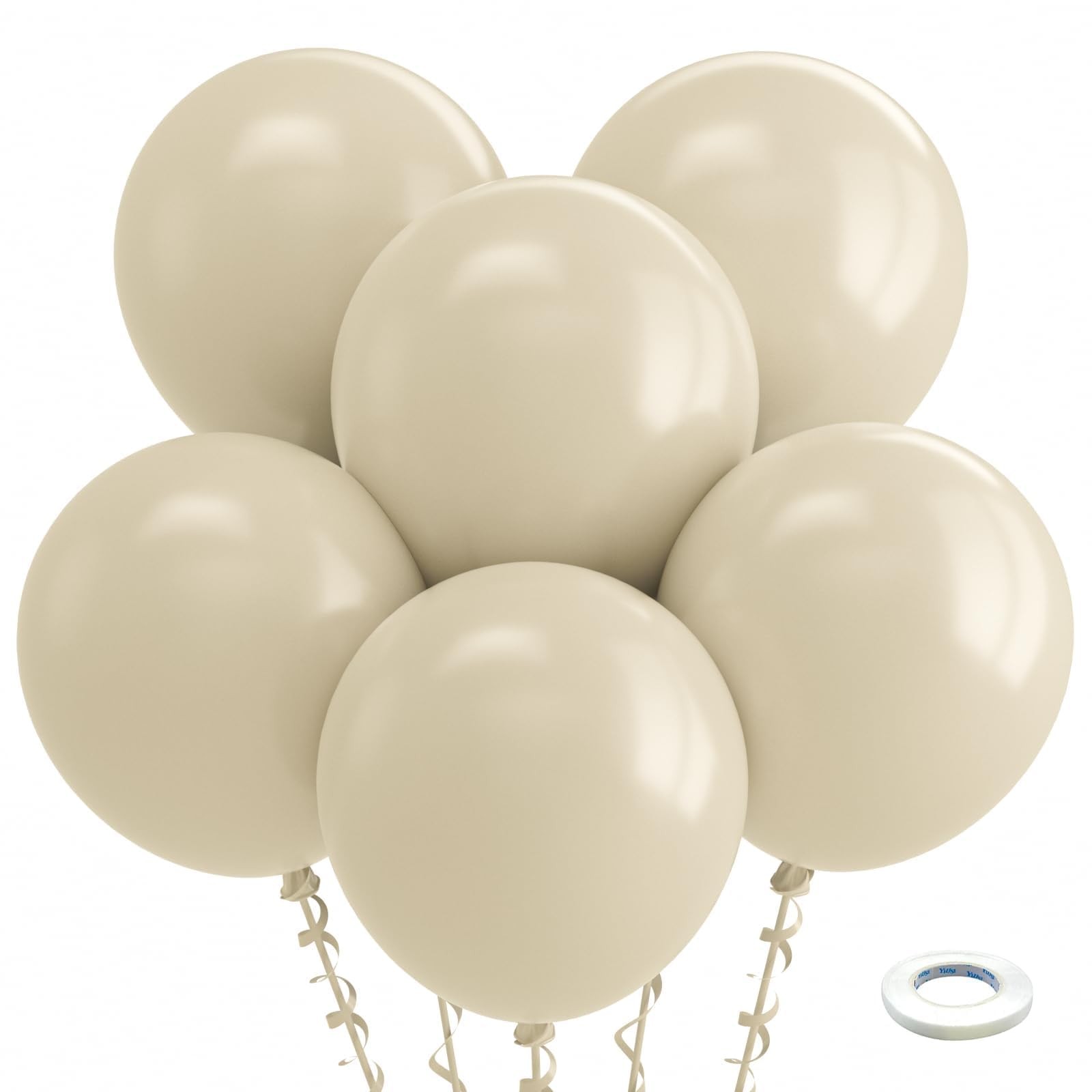 30 Pack 18 Inch White Sand Balloons Large Round Latex Party Decoration Set