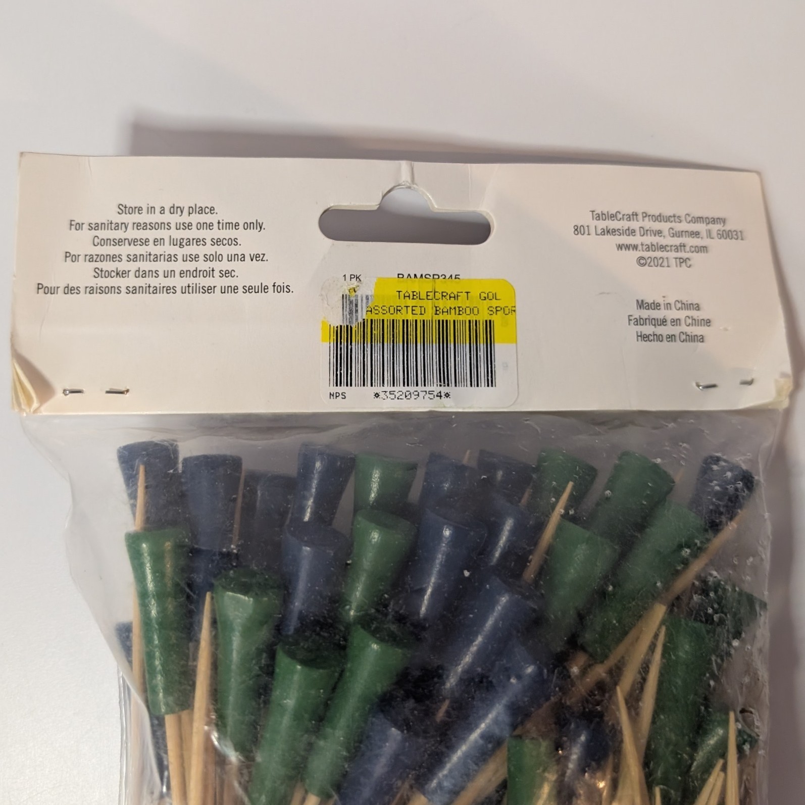 Golf Tee Cocktail Toothpicks 4.5 Inch Natural Bamboo Skewers , 100 Pc, Toothpick