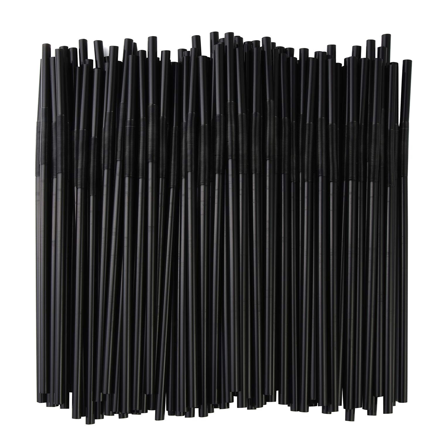ALINK 200 PCS Flexible Black Plastic Drinking 200 Count (Pack of 1),