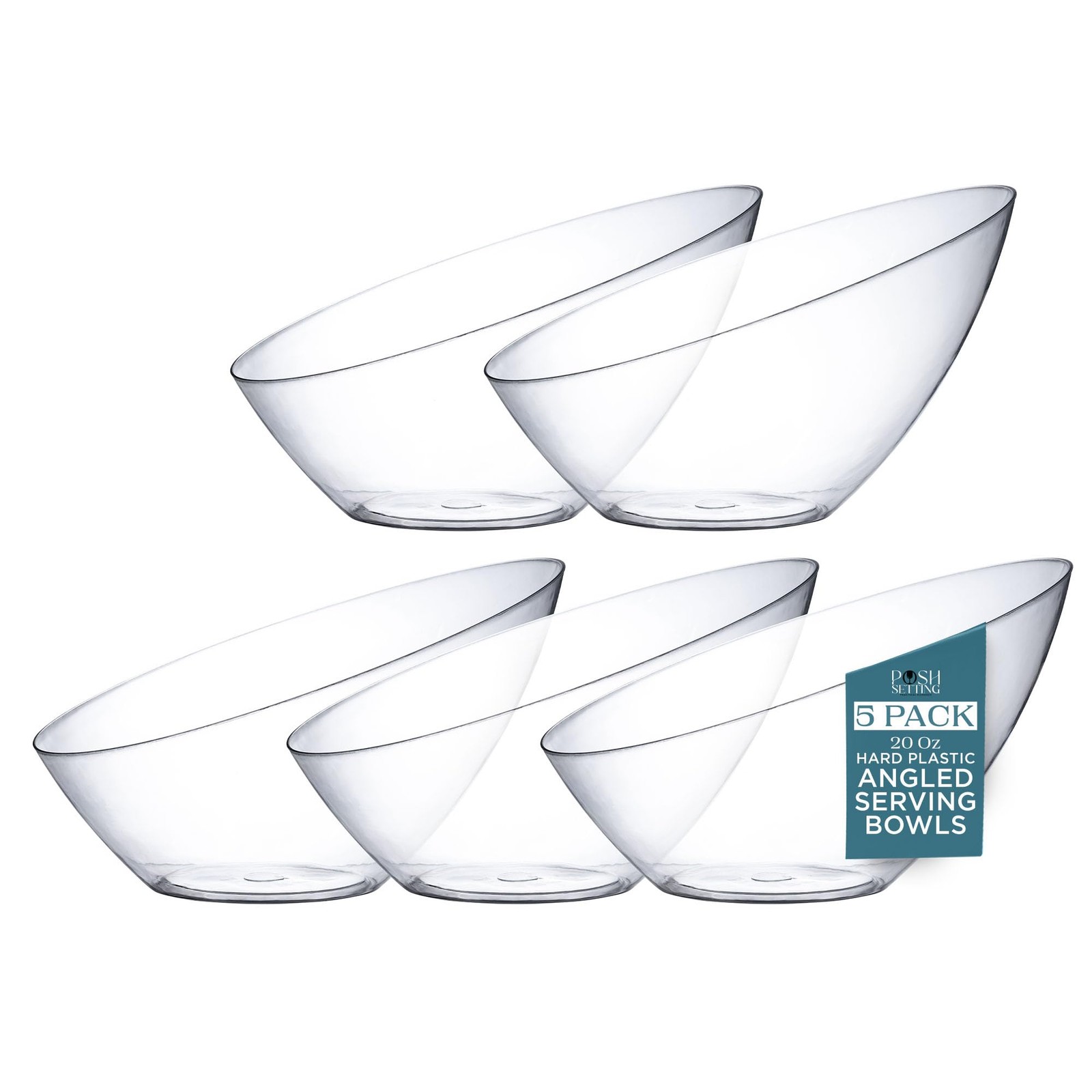 Crystal Clear, Disposable Premium Hard Plastic Medium Angled Bowl, Party, Sal…