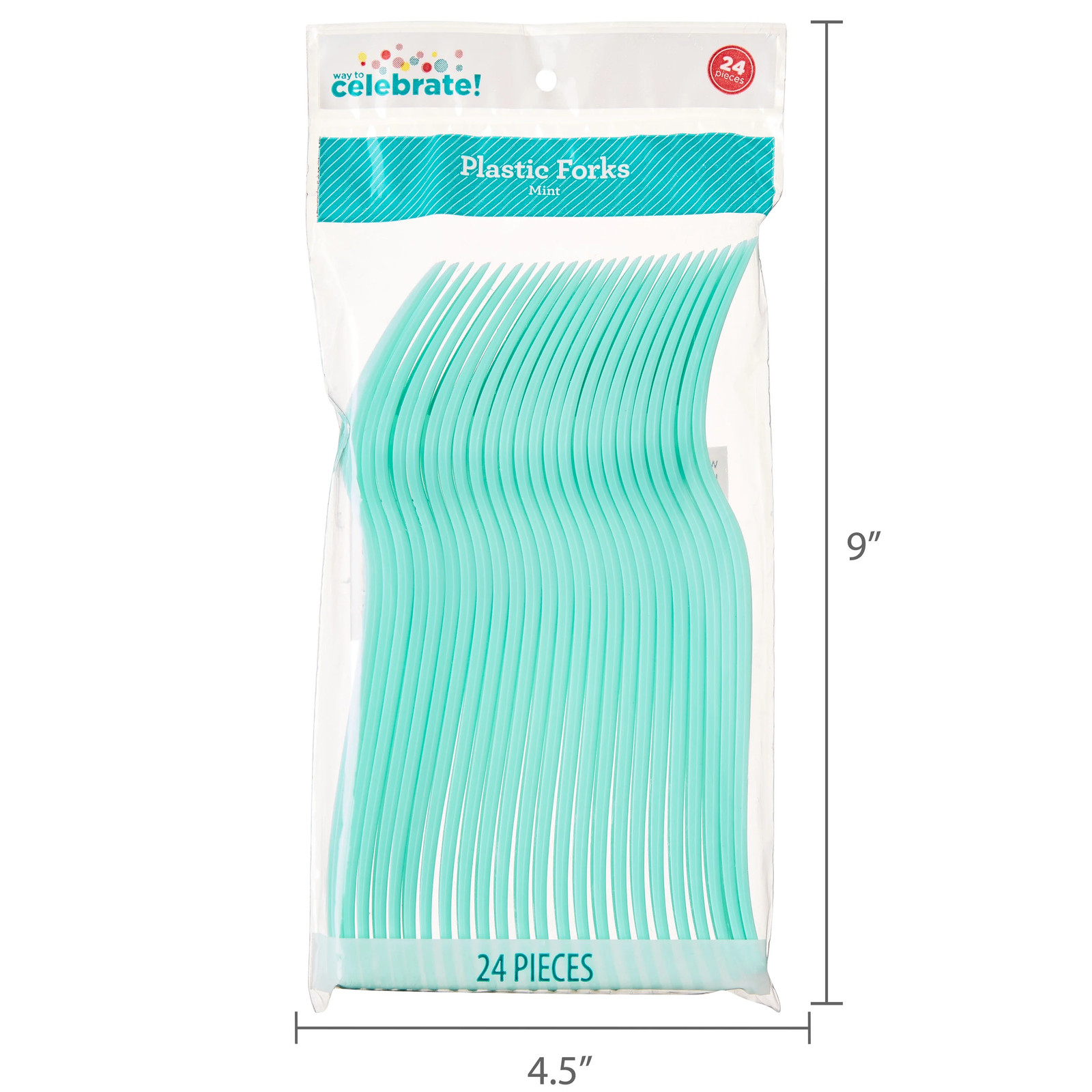 Plastic Disposable Forks, Mint, 24 Pieces, by