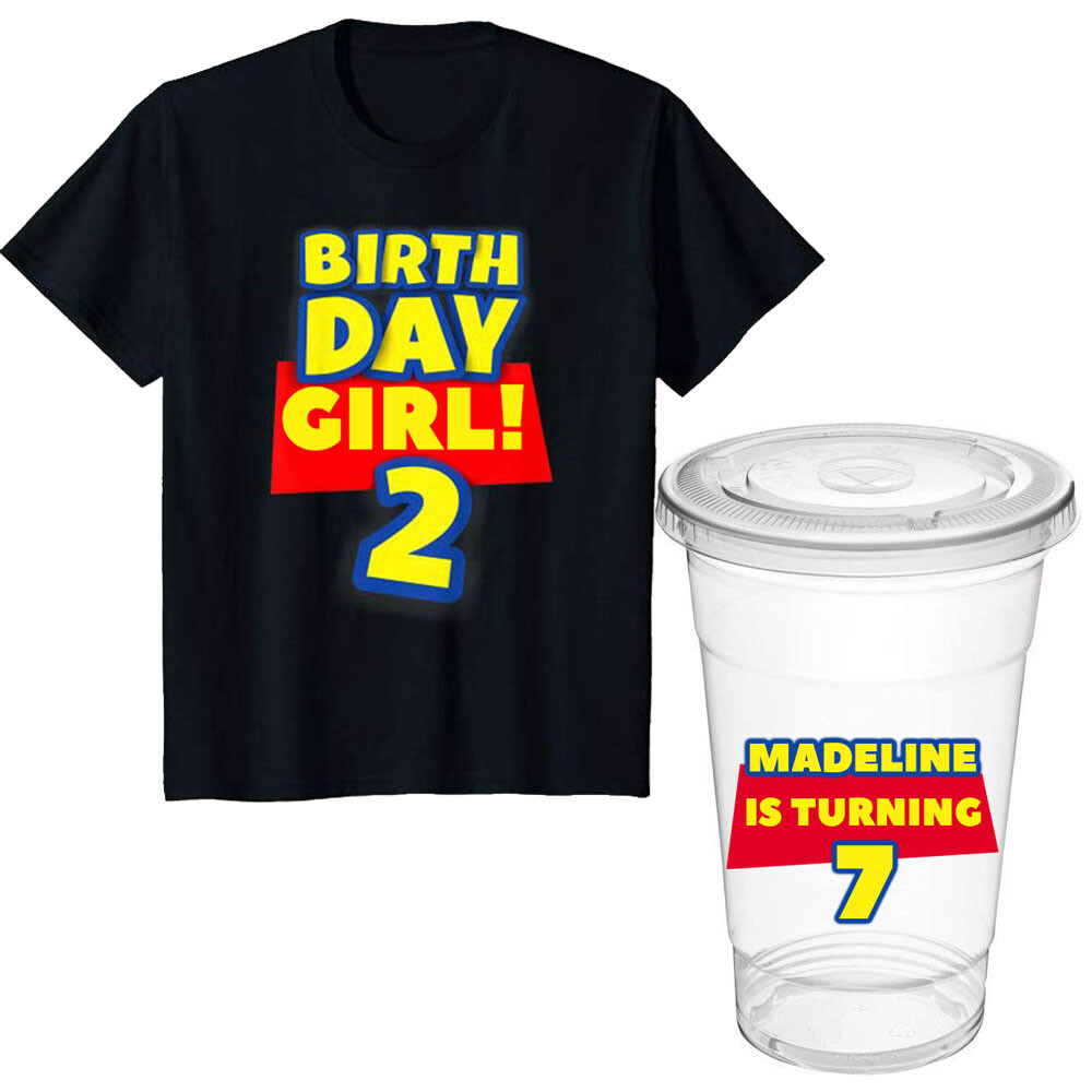 Toy Story Birthday Party Shirt and cups, CUSTOMIZE NUMBER