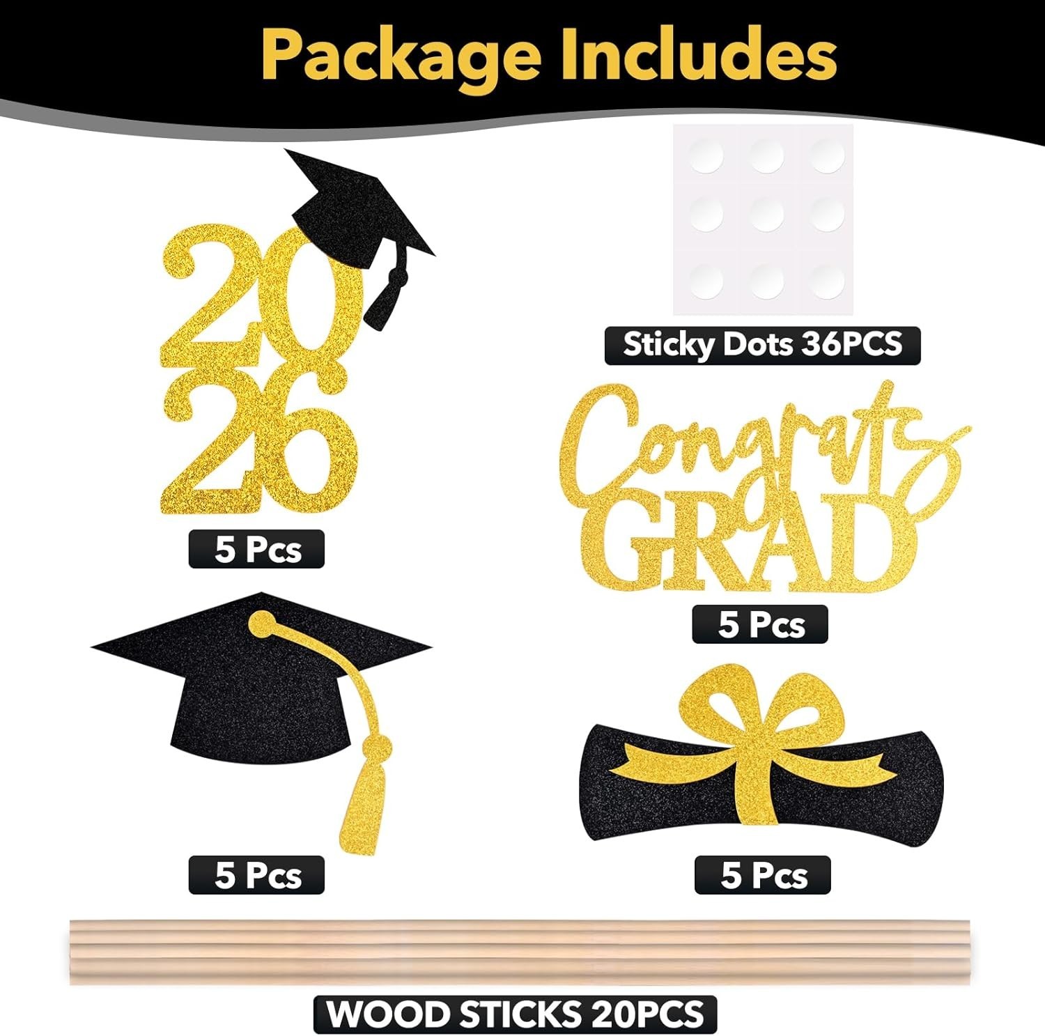 20 PCS 2026 Graduation Party Decorations Set,Class of 2026 Double Sided Gradu…