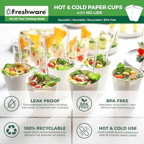 Freshware Coffee Cups [100 Pack] Disposable Paper Cups for Hot or 16 oz 100.0