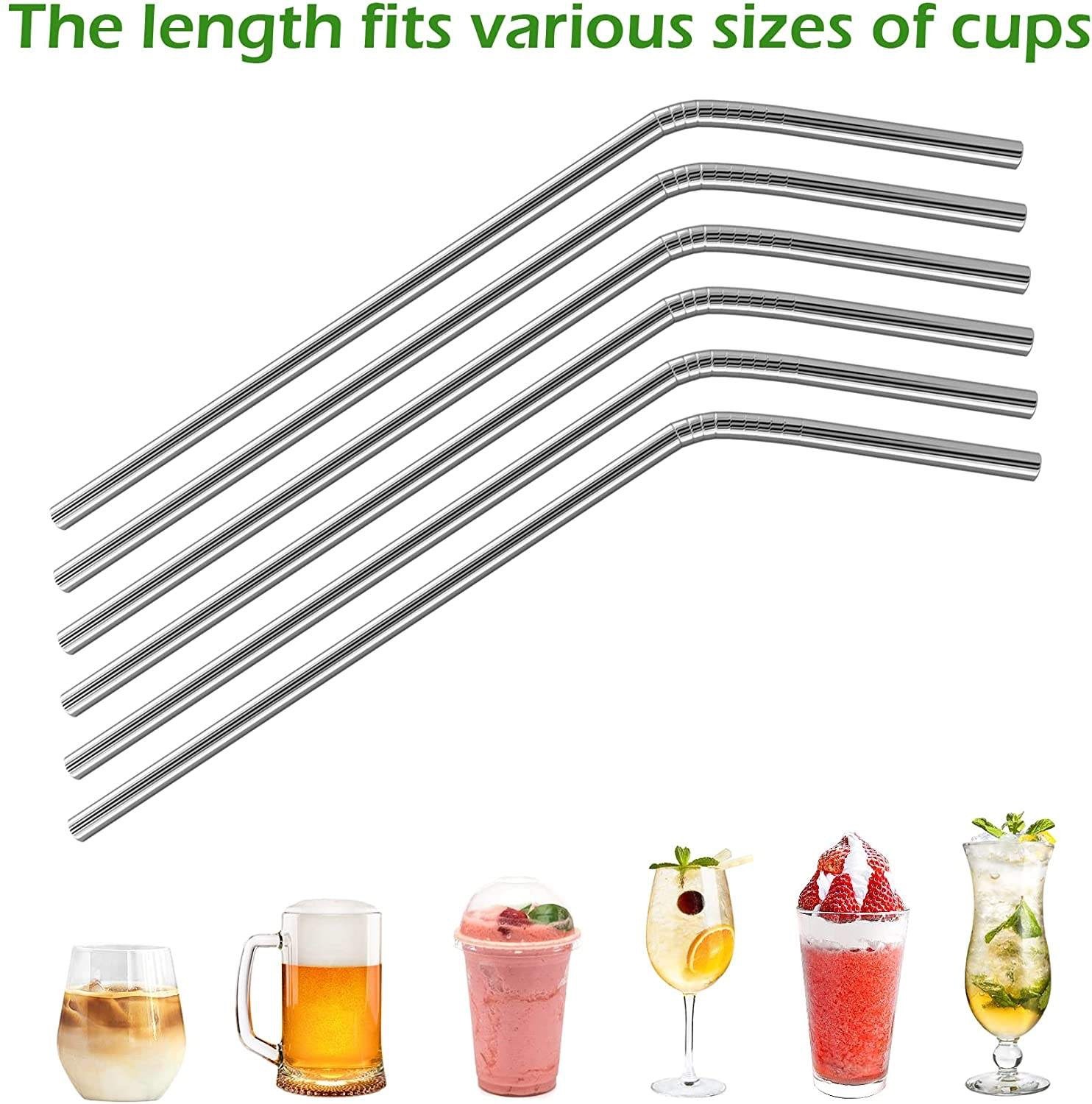 12 pk METAL Stainless STEEL Drinking Straws Eco Friendly SILVER Cleaning Party