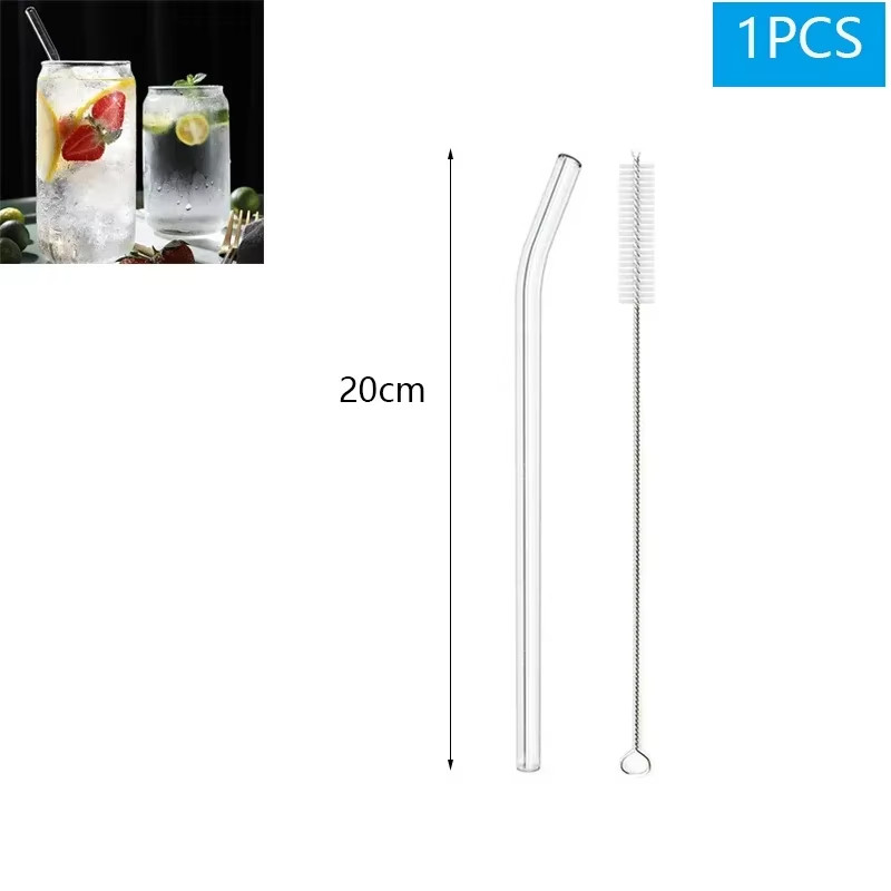1-10Pcs Reusable Smoothie Glass Straw, Clear Drinking Straws for Smoothie Milksh