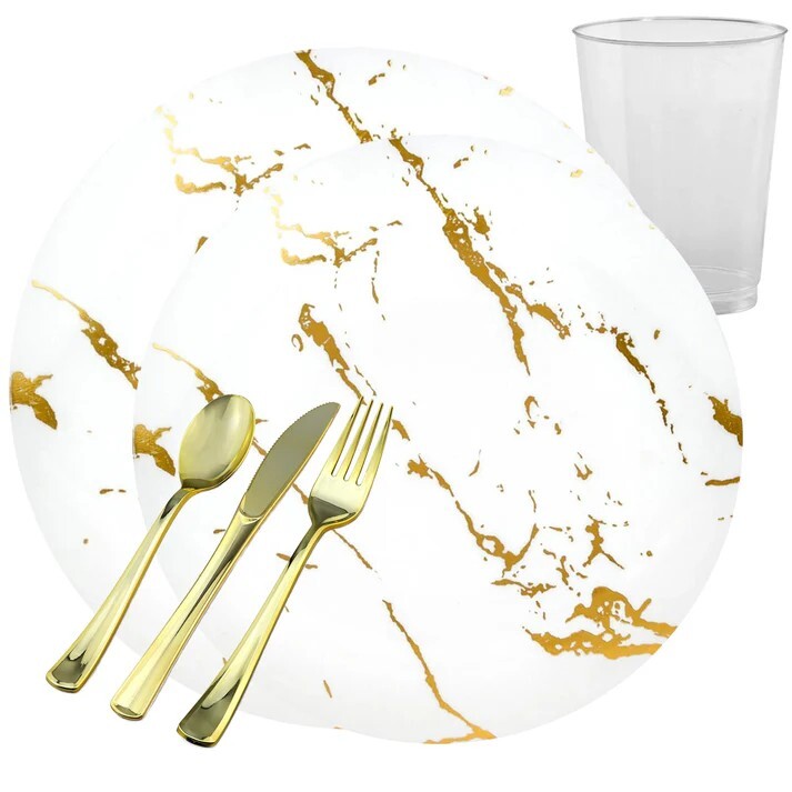 D’VINE COLLECTION Disposable Plastic Tableware Set Wedding Party Package Elegant