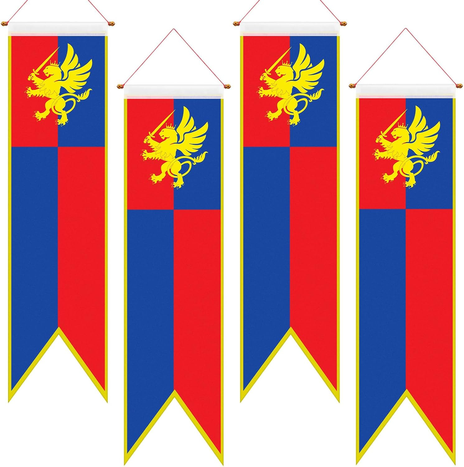 4 Ft Medieval Fantasy Pull-Down Banner with Lion Design Hanging Party Bunting Ba