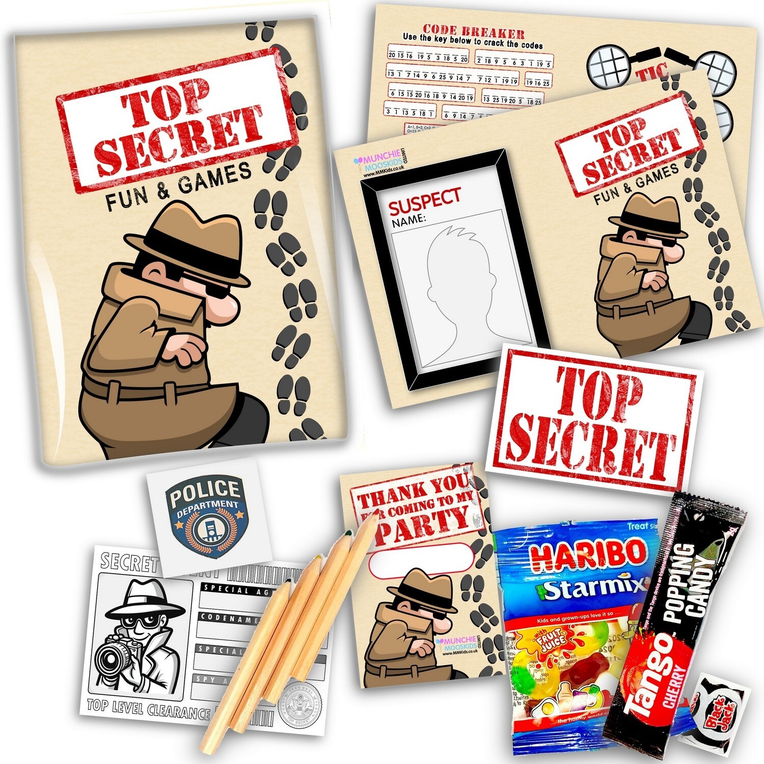 Top Secret Spy Themed Pre-Filled Party Bags for Children’s Unisex Birthday