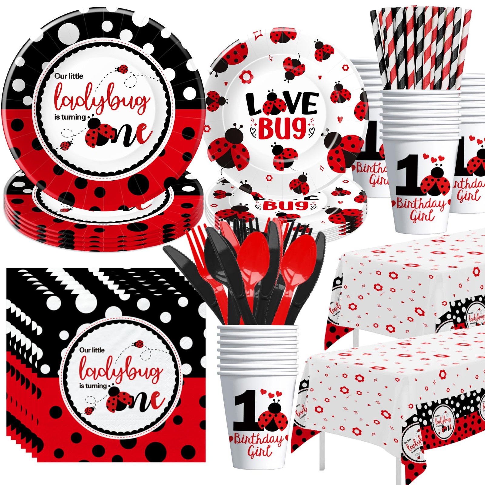 Xenorik Ladybug First Birthday Party Decorations Tableware – Our Little Red