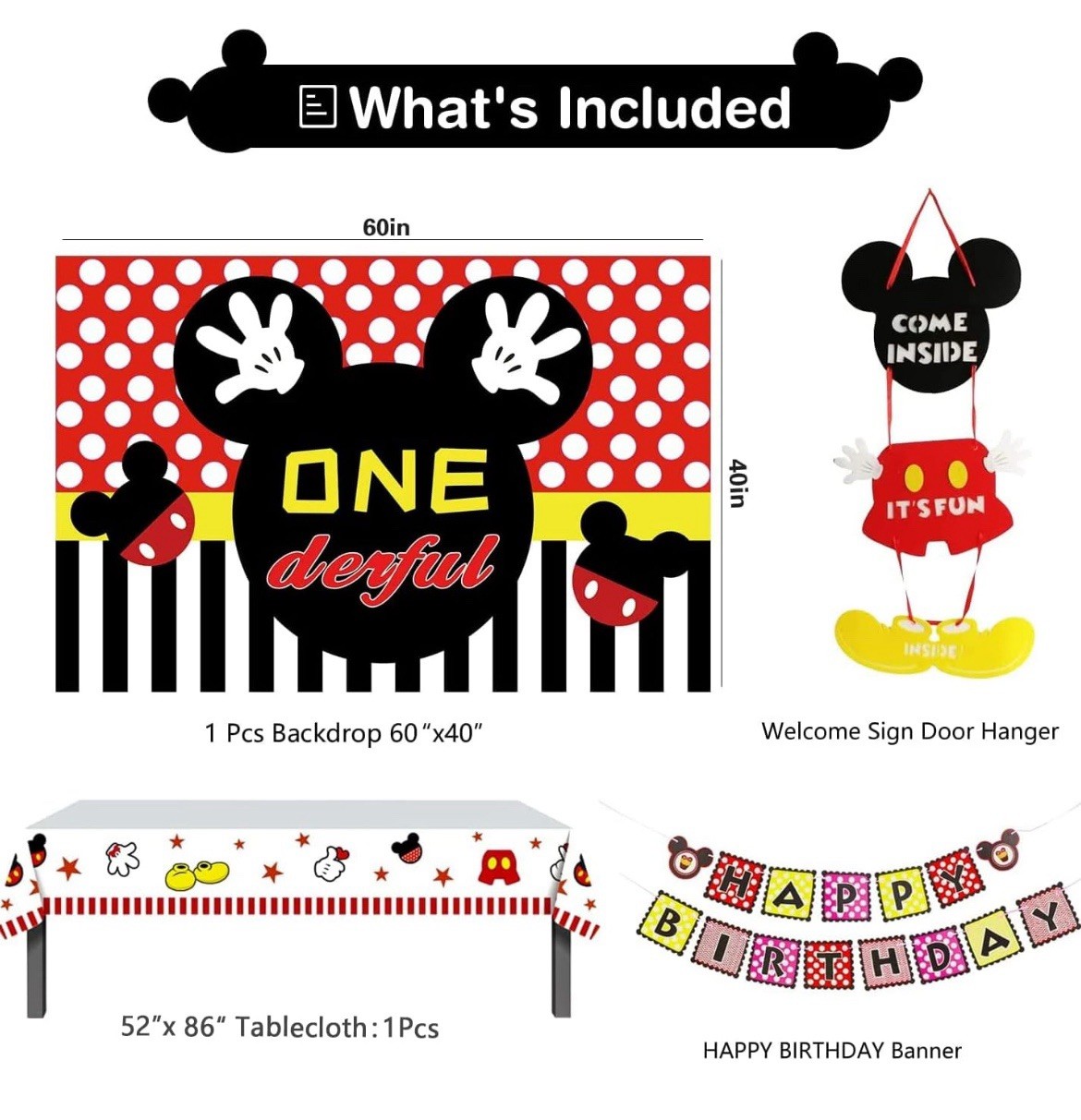 Mickey 1st Birthday Party Supplies – Mickey Theme