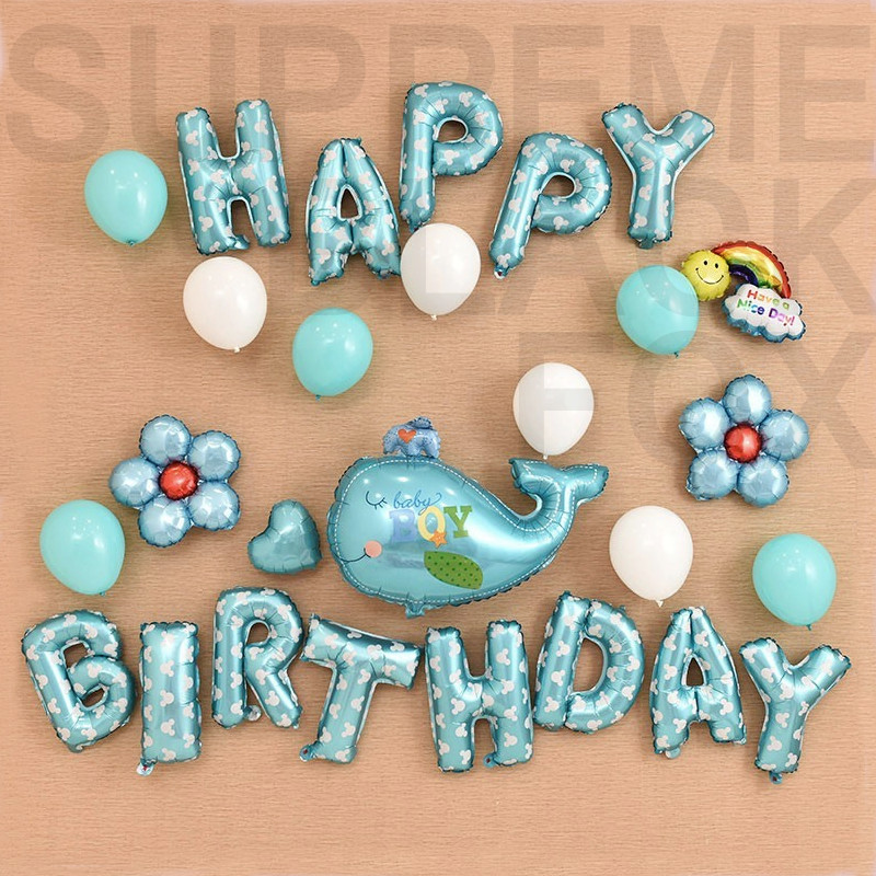Happy Birthday Balloons Banner Balloon Bunting Party Decoration Self Inflating