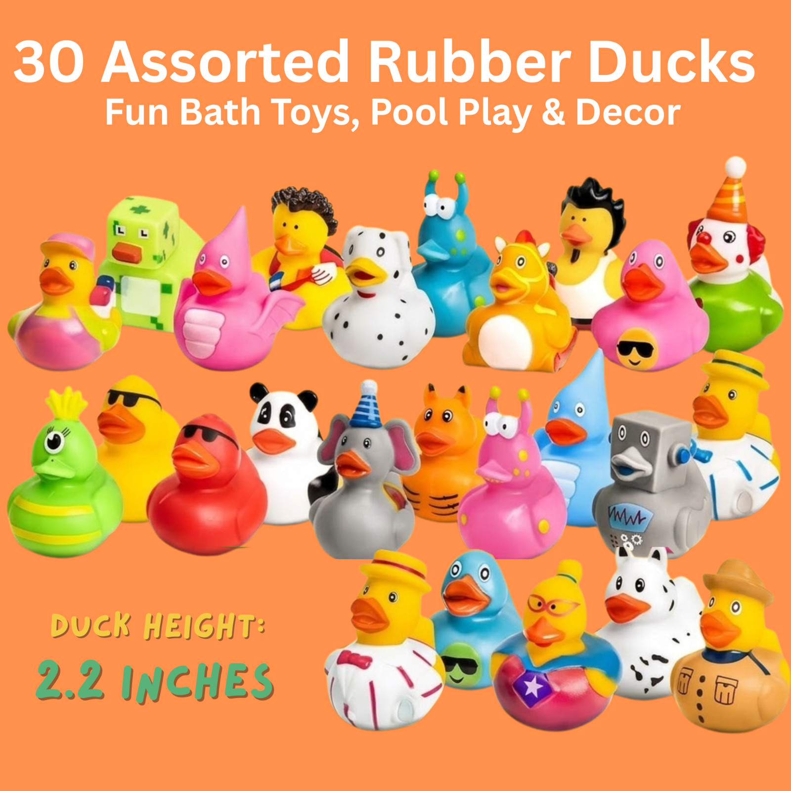 30pcs Rubber Ducks Bulk Bath Toys Party Favors Pool Jeep Ducking Decor Gift