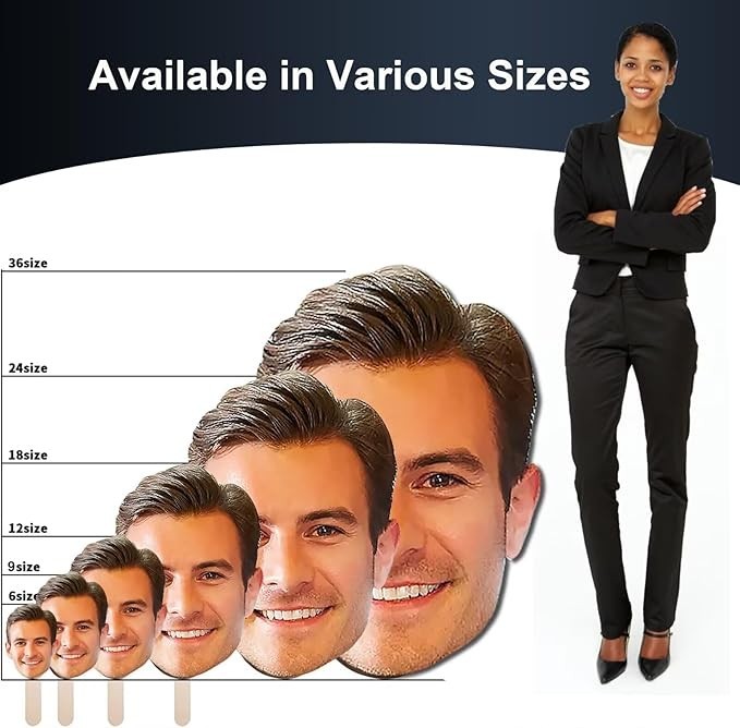 Custom Face Cutouts | 12″ Set of 4 Handheld Signs | Party & Graduation Fun Décor