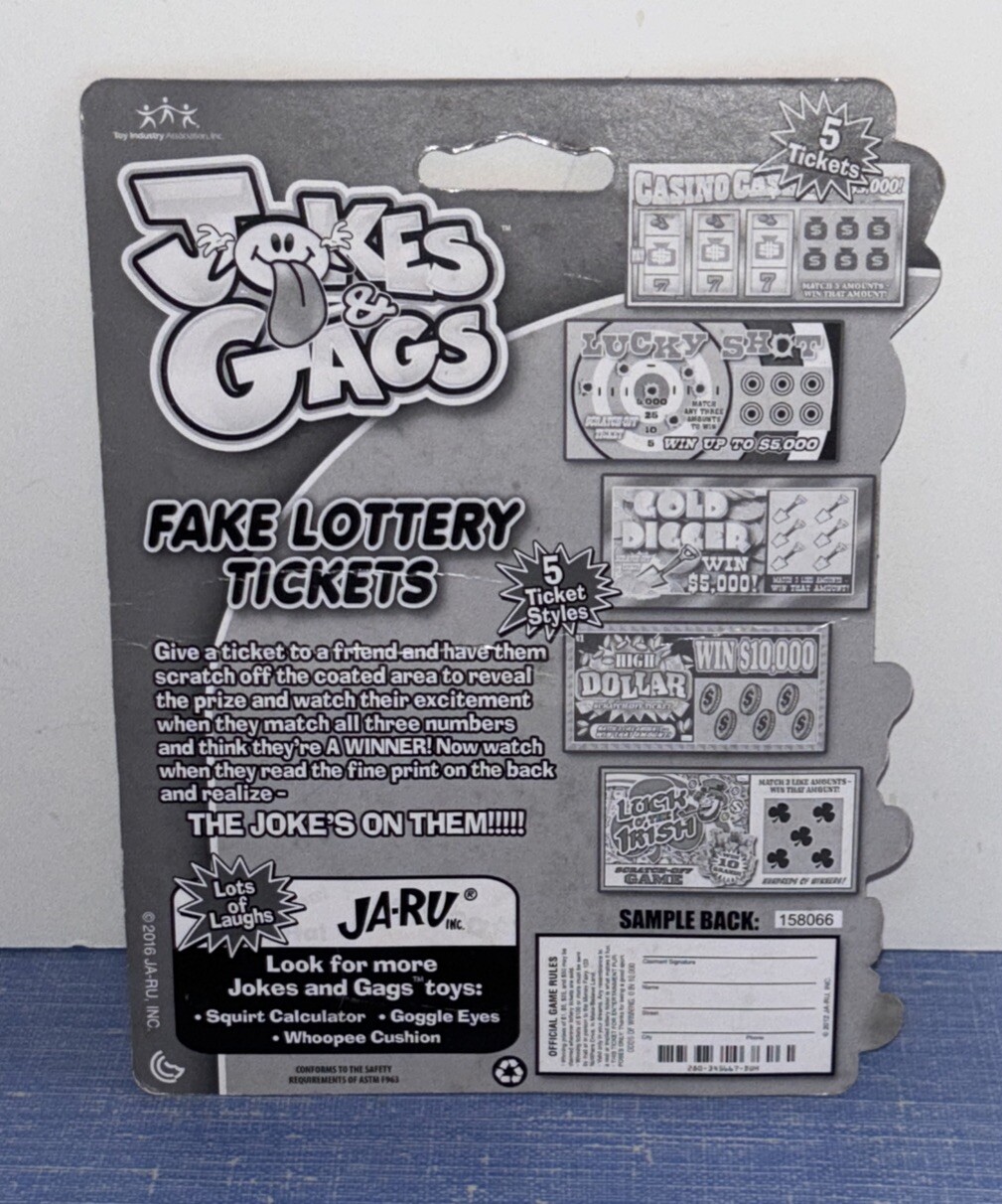 Fake Lottery Tickets Jokes and Gags Lucky Shot 5 Tickets JA-RU Gag Trick New
