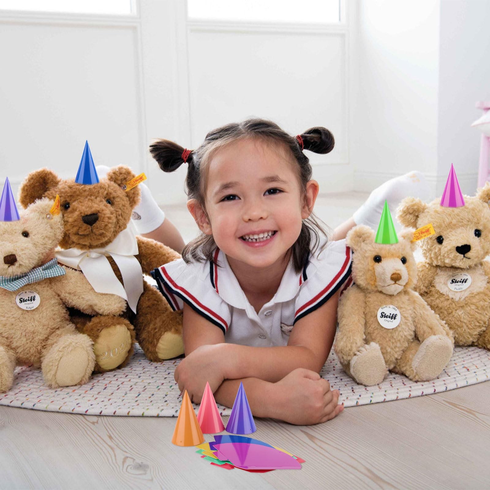 10 Pcs Mini Birthday Party Hats Multicolor Paper Cone Hats for Kids Girls Pet…
