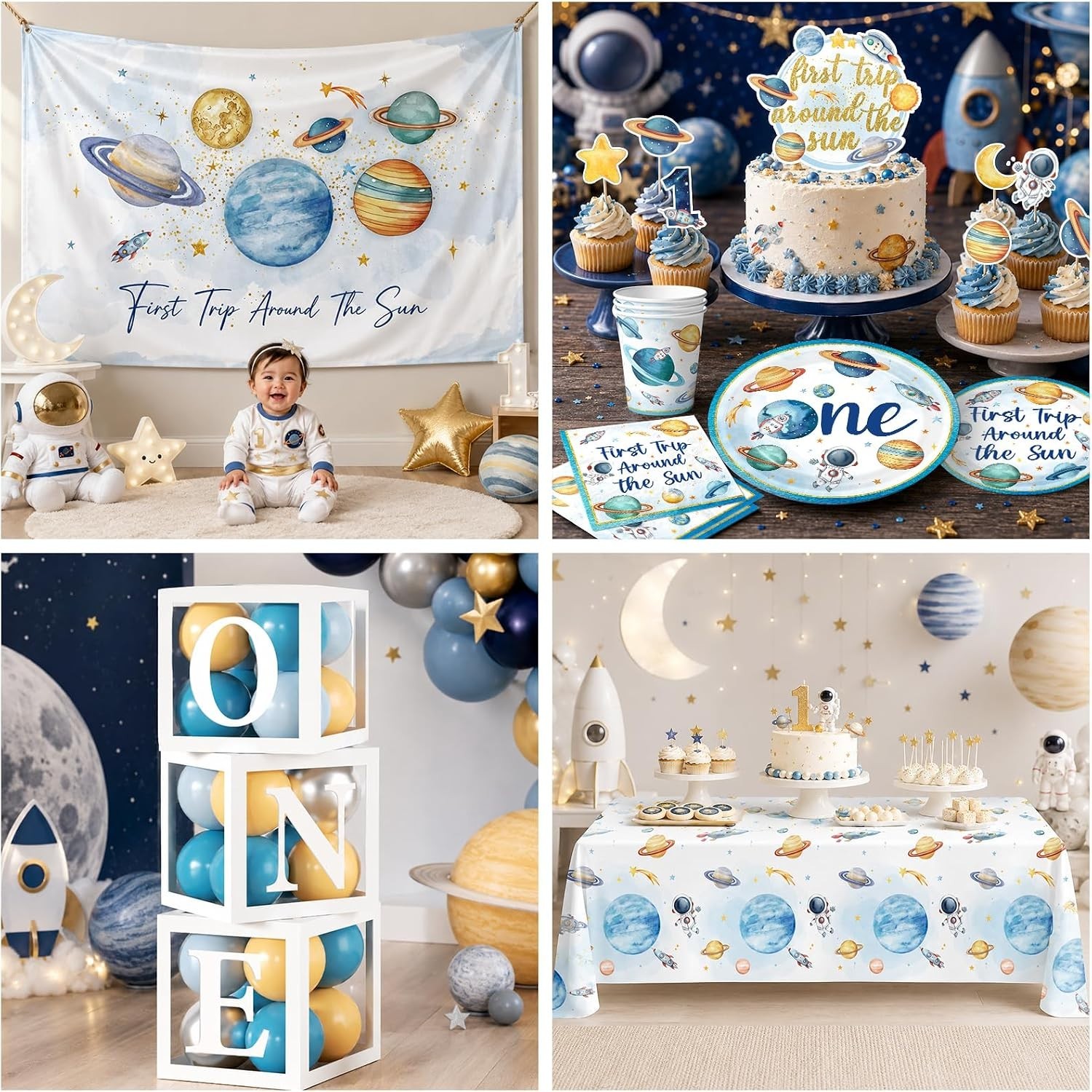 “First Trip Around The Sun” 1st Birthday Decorations Kit NEW