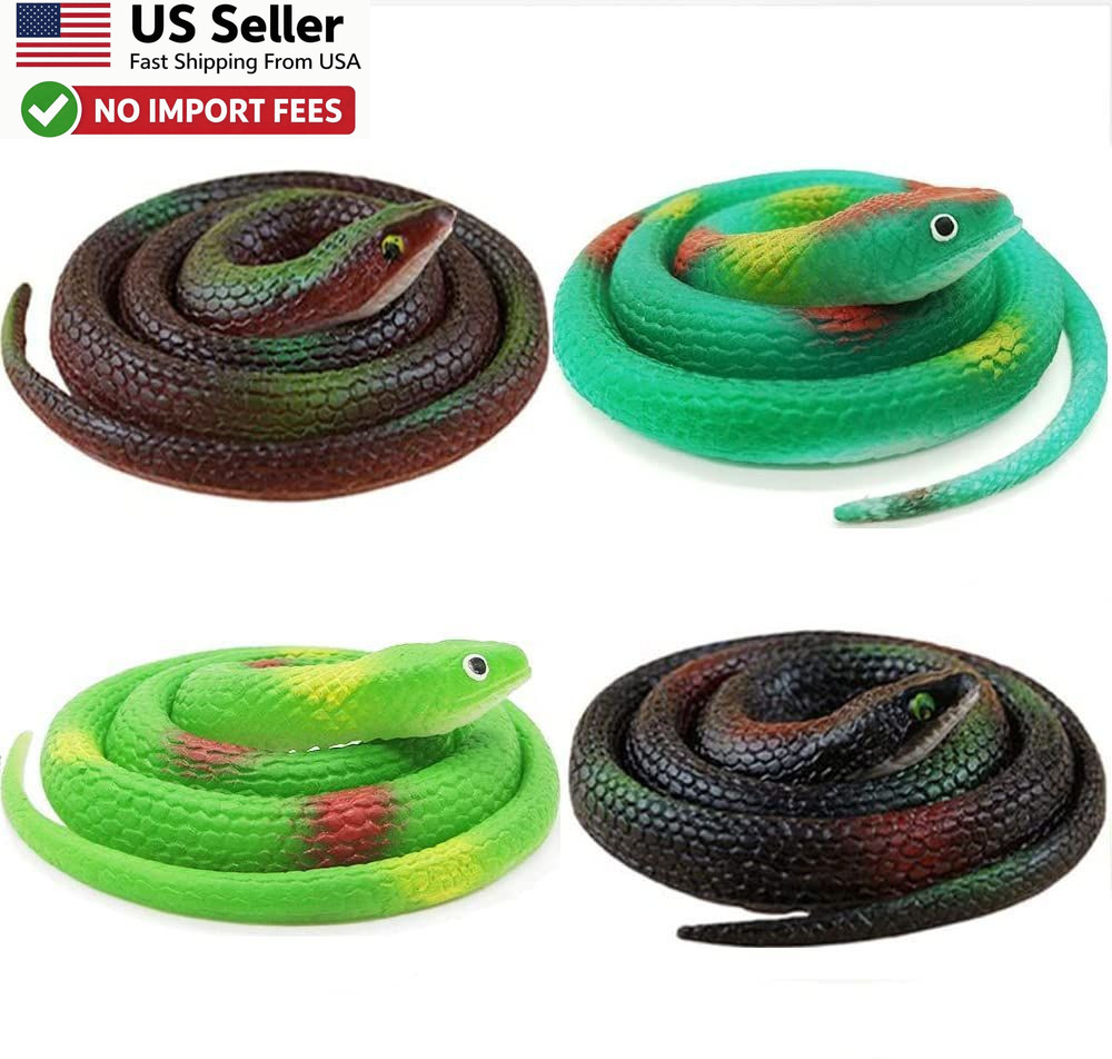 4 Pcs 29 Inch Realistic Rubber Snakes Garden Props Scare Birds Coffee FROM USA