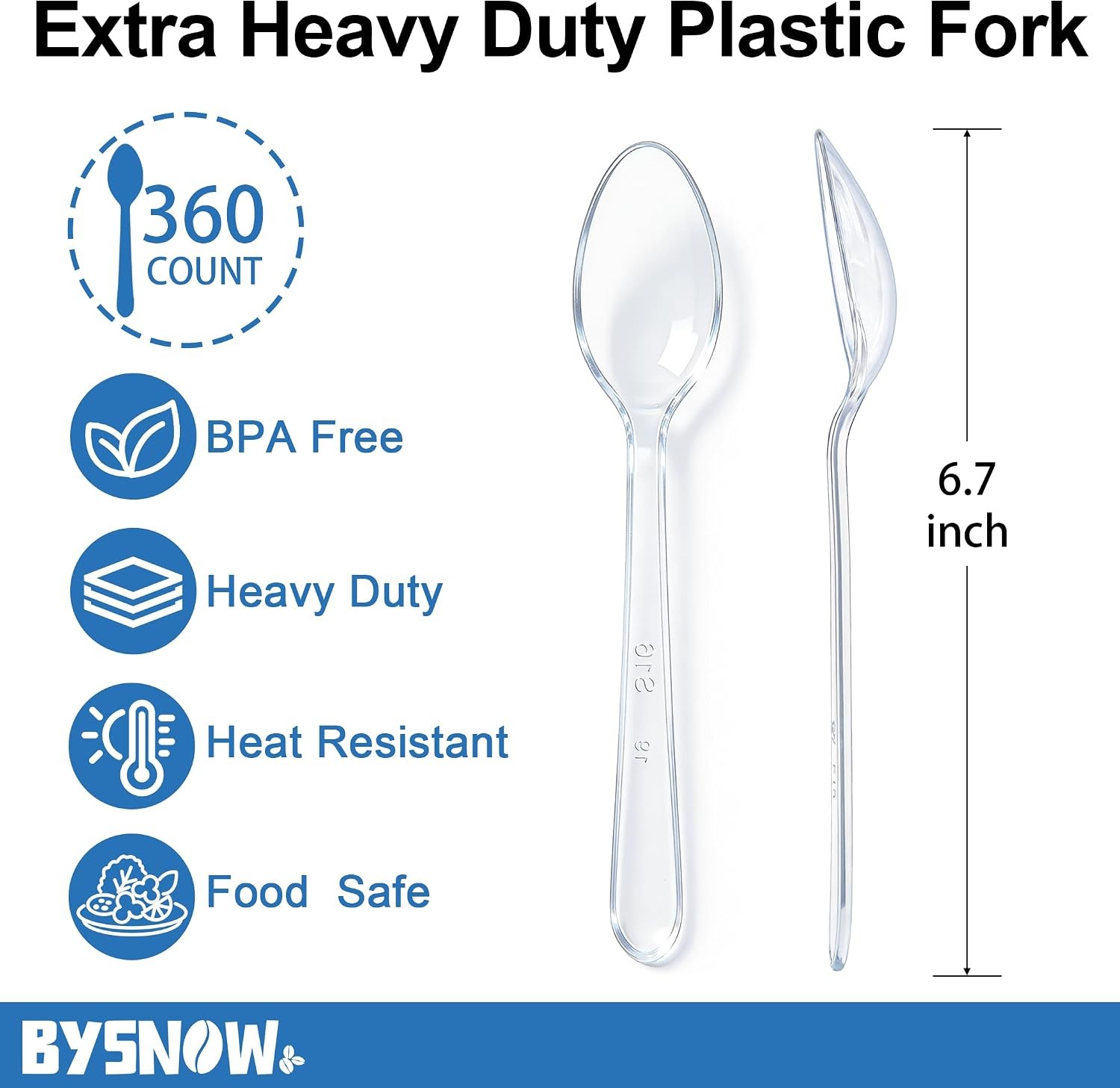 360 Count Extra Heavy Duty Clear Plastic Spoons Heat Resistant and BPA-Free