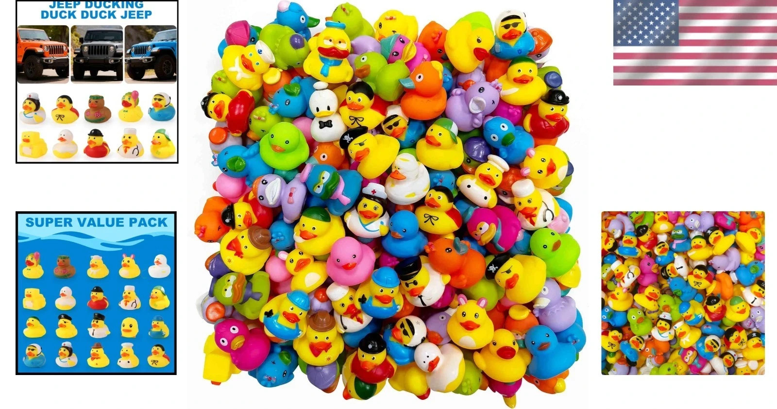 Rubber Ducks in Bulk, Assortment Duckies for Jeep Ducking Floater Duck Bath Toys