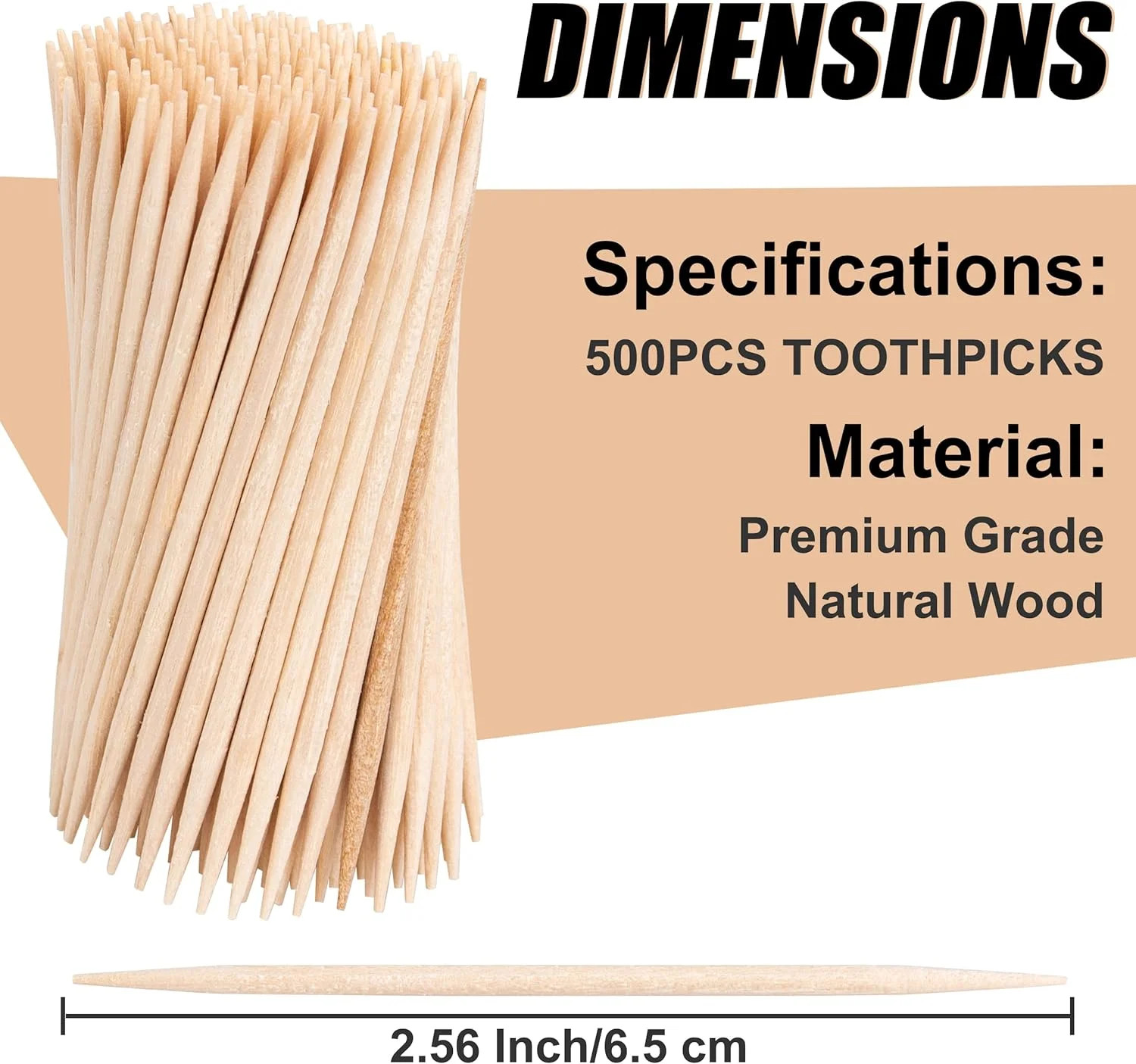 500 Count Toothpicks – Wooden Toothpicks Premium Tooth Picks for Appetizer,Olive