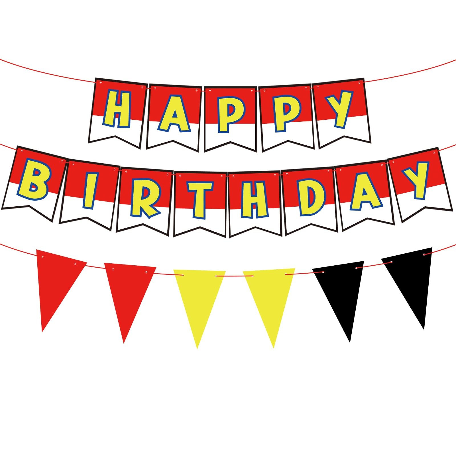 Red White Yellow Happy Birthday Decorations Cute Interesting Small,