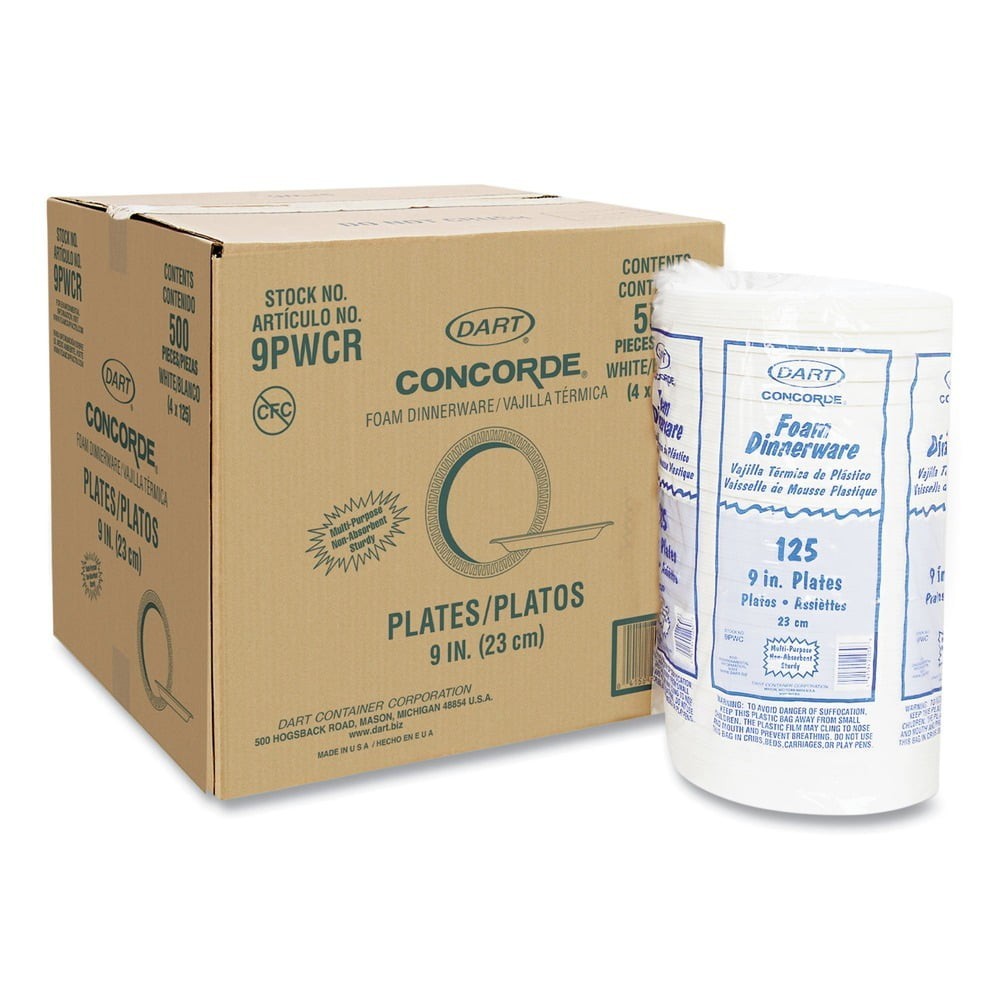 9PWCR Disposable Foam Plate 9 in 125 per Pack Case of 4Packs 500 ct