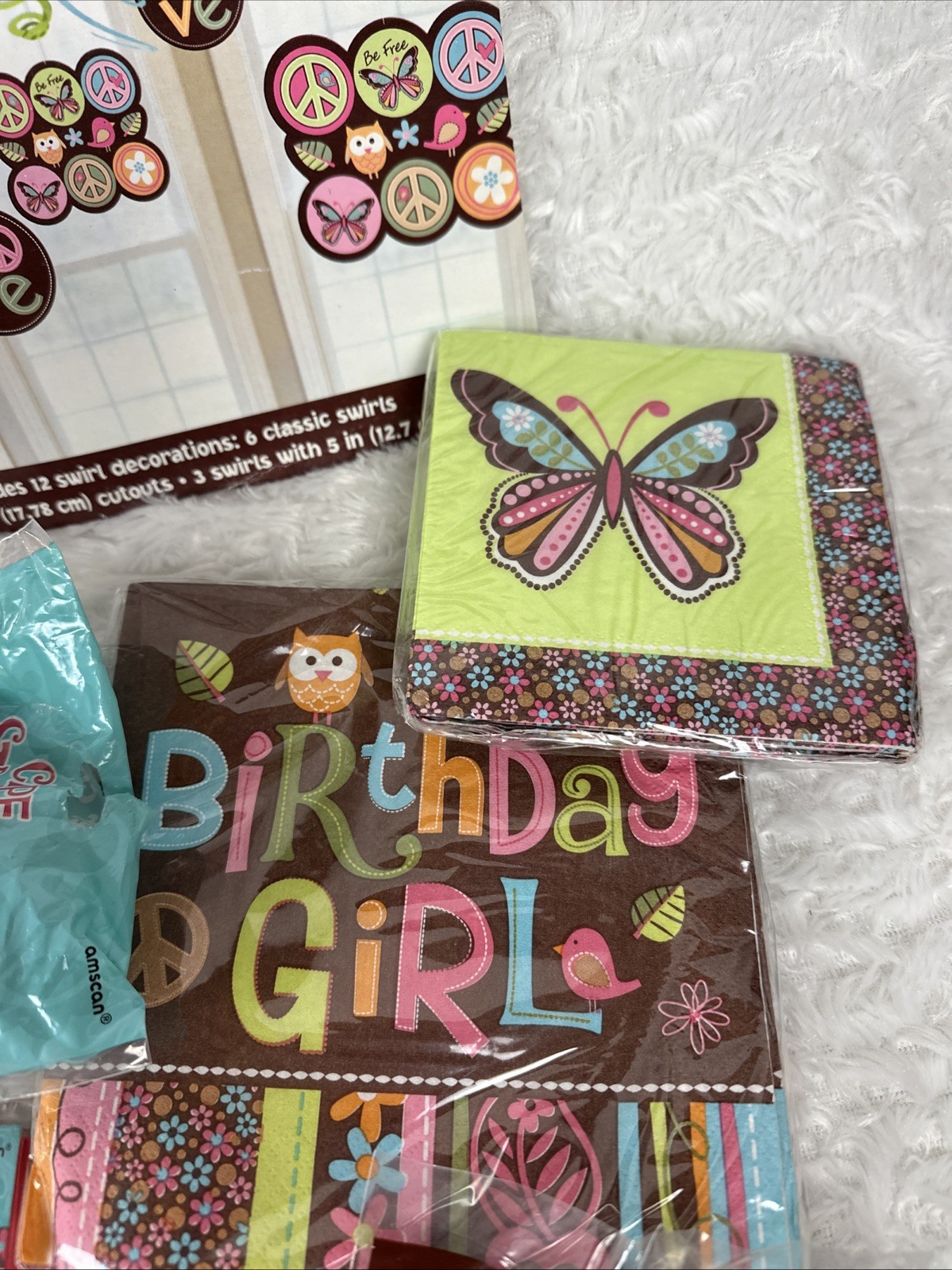 Hippie Chick Peace Owl Pink Brown Retro Birthday Party Kit Decorations Favors 16