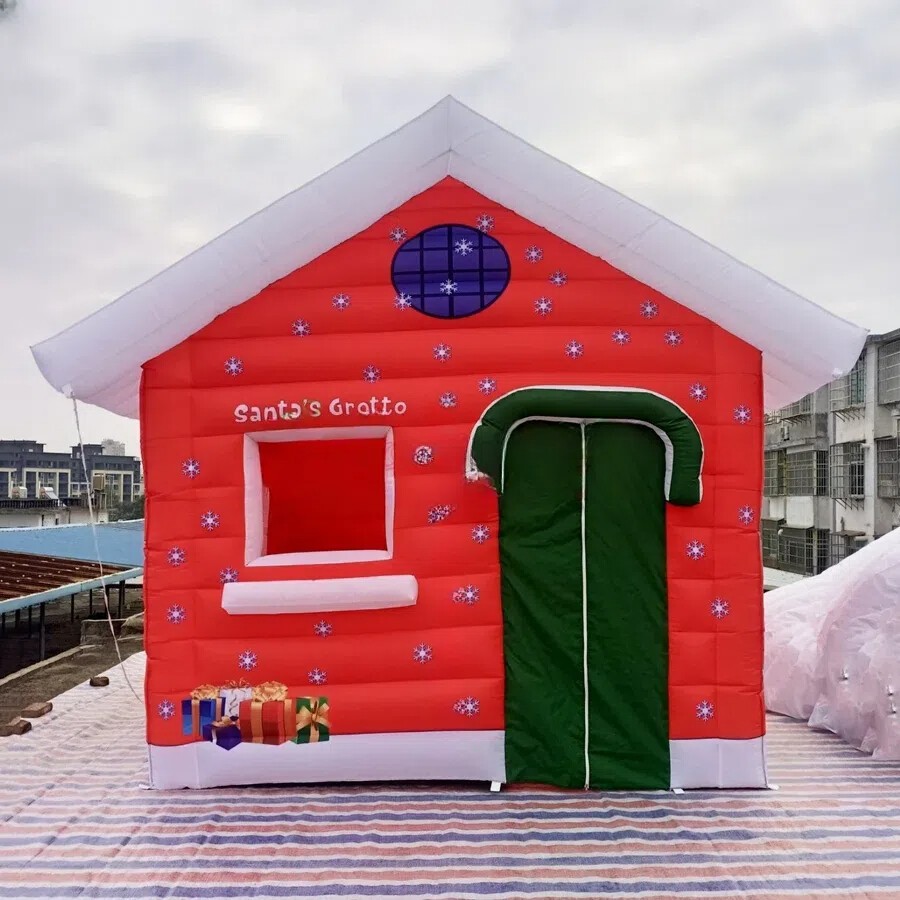 Full Printing Christmas House Inflatable Santa’s Grotto Santa Room With Blower