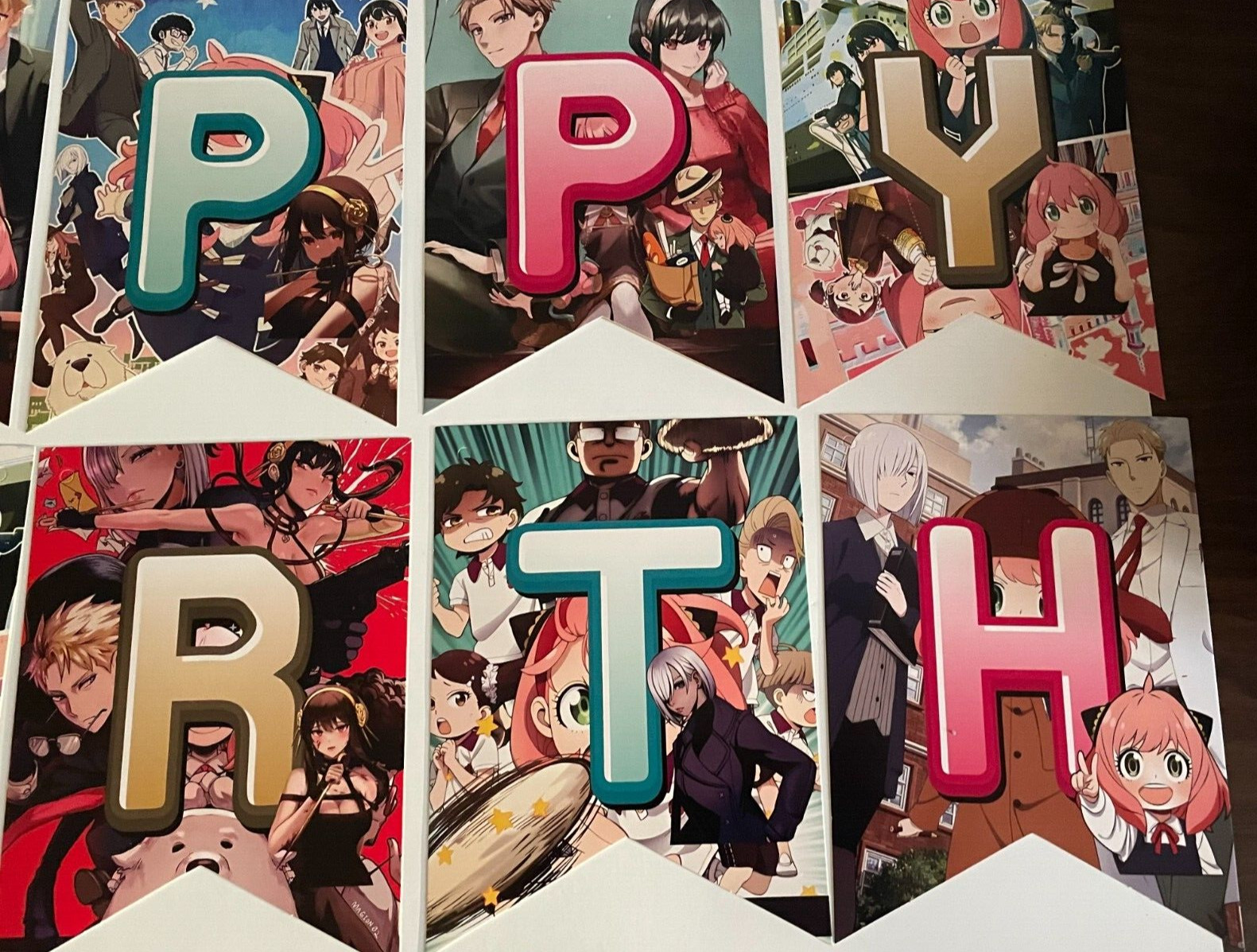 Spy X Family Anya Happy Birthday Banner & Cake Toppers Decoration New
