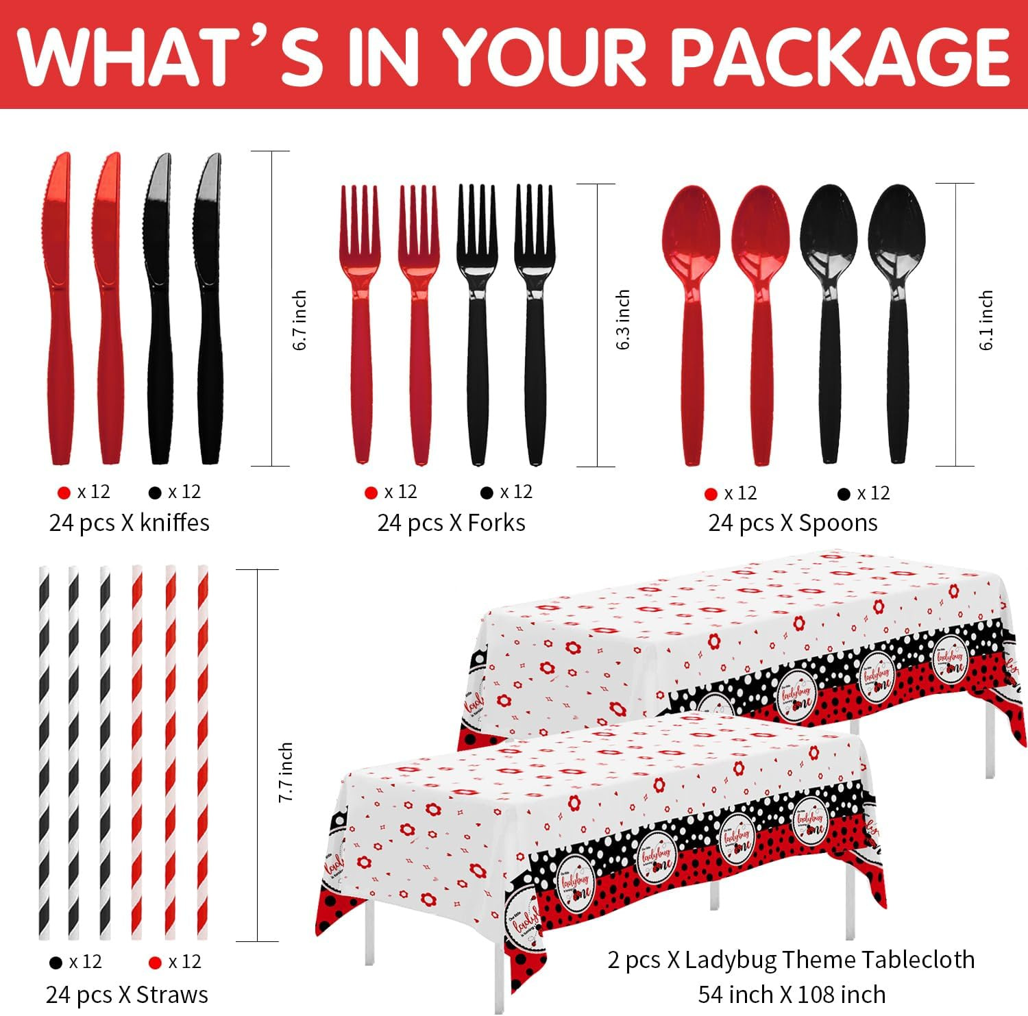 Ladybug 1st Birthday Party Tableware Set Plates Cups Napkins Serves 24